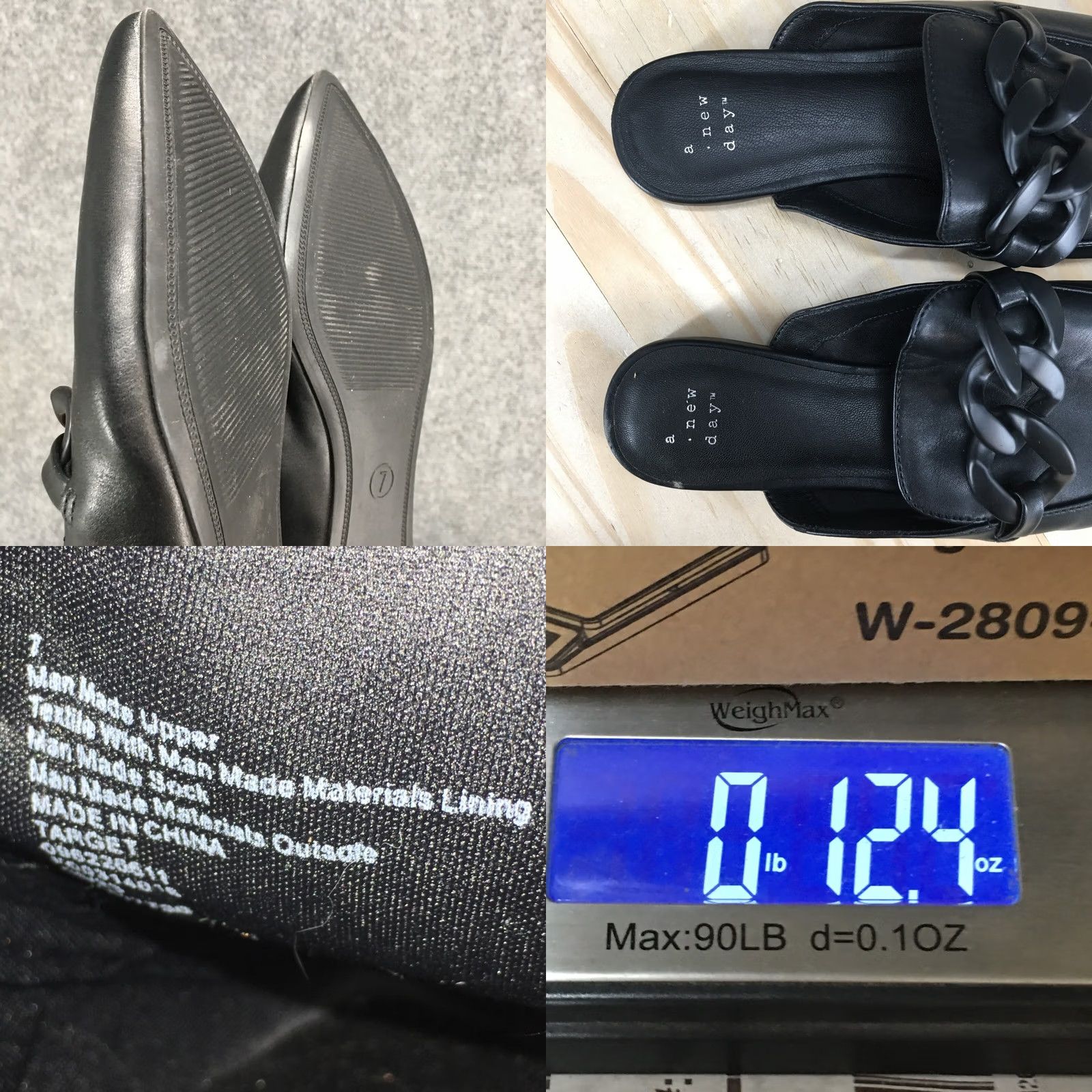 Vintage A New Day Sandals Womens 7 Amber Slip On Pointed Mule Flats Black Faux Leather Sandals Slip-On Flat Mens? No Size US 5 / IT 35 - 9 Thumbnail