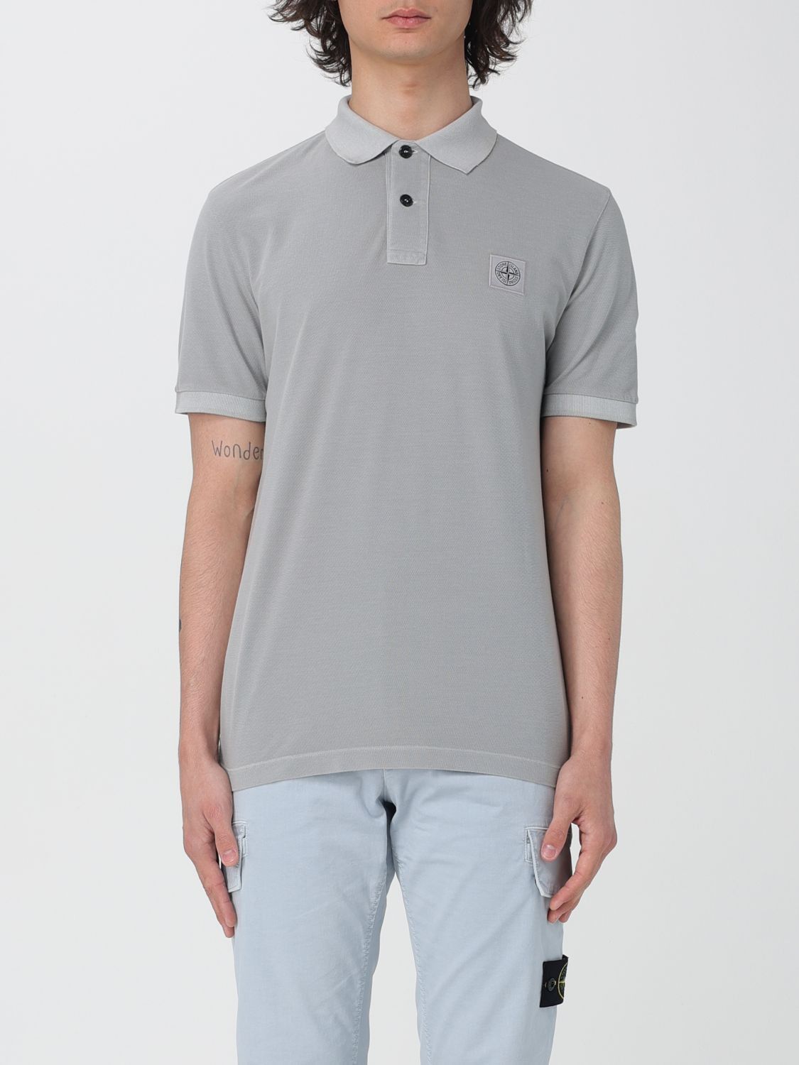 image of Stone Island Polo Shirt Men Grey (Size Large)