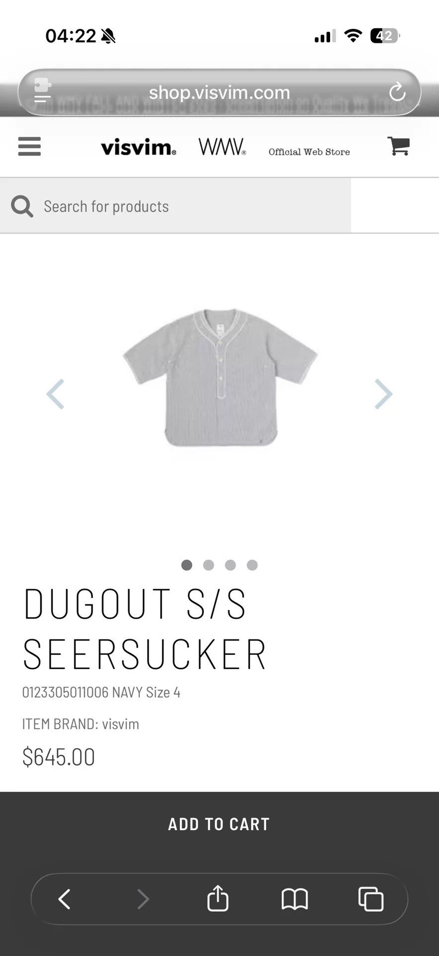 Visvim VISVIM 23SS DUGOUT Seersucker Oversized Drop-shoulder Navy 3 Size US L / EU 52-54 / 3 - 8 Thumbnail