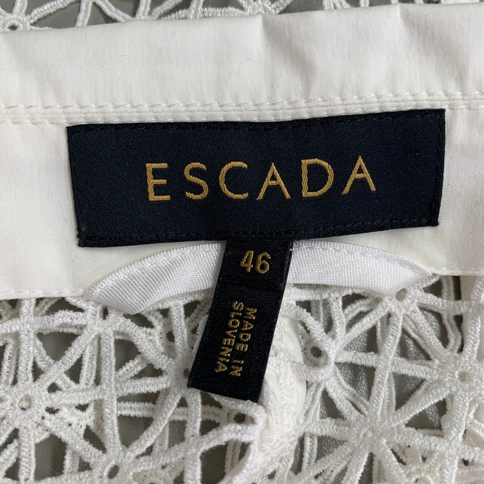 Escada ESCADA XL White Cotton Blend Geometric Mesh Jacket Blazer Size XL / US 12-14 / IT 48-50 - 5 Thumbnail