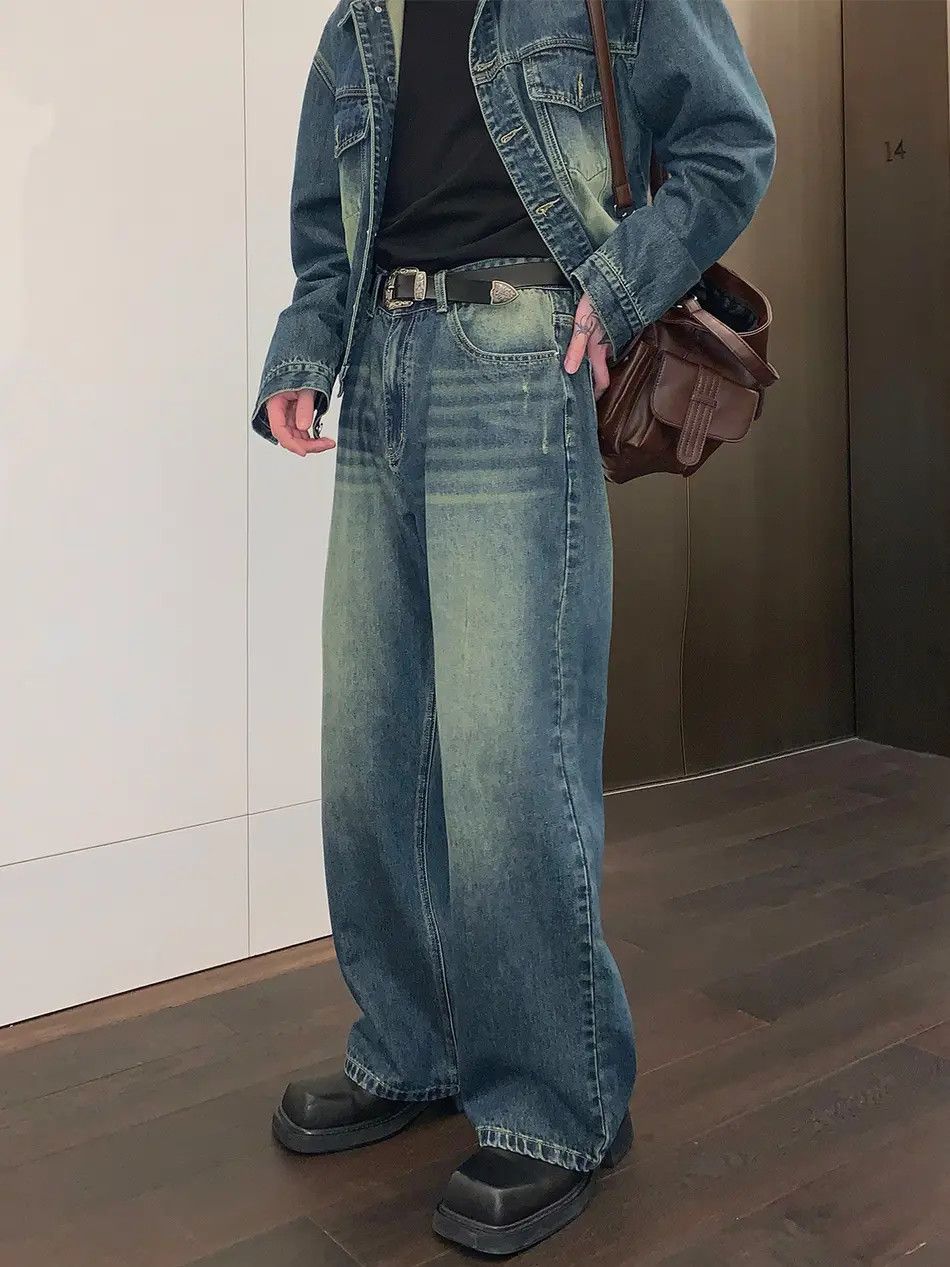 Japanese Brand × Jean Retro straight leg wide leg high street jeans Size US 32 / EU 48 - 3 Thumbnail