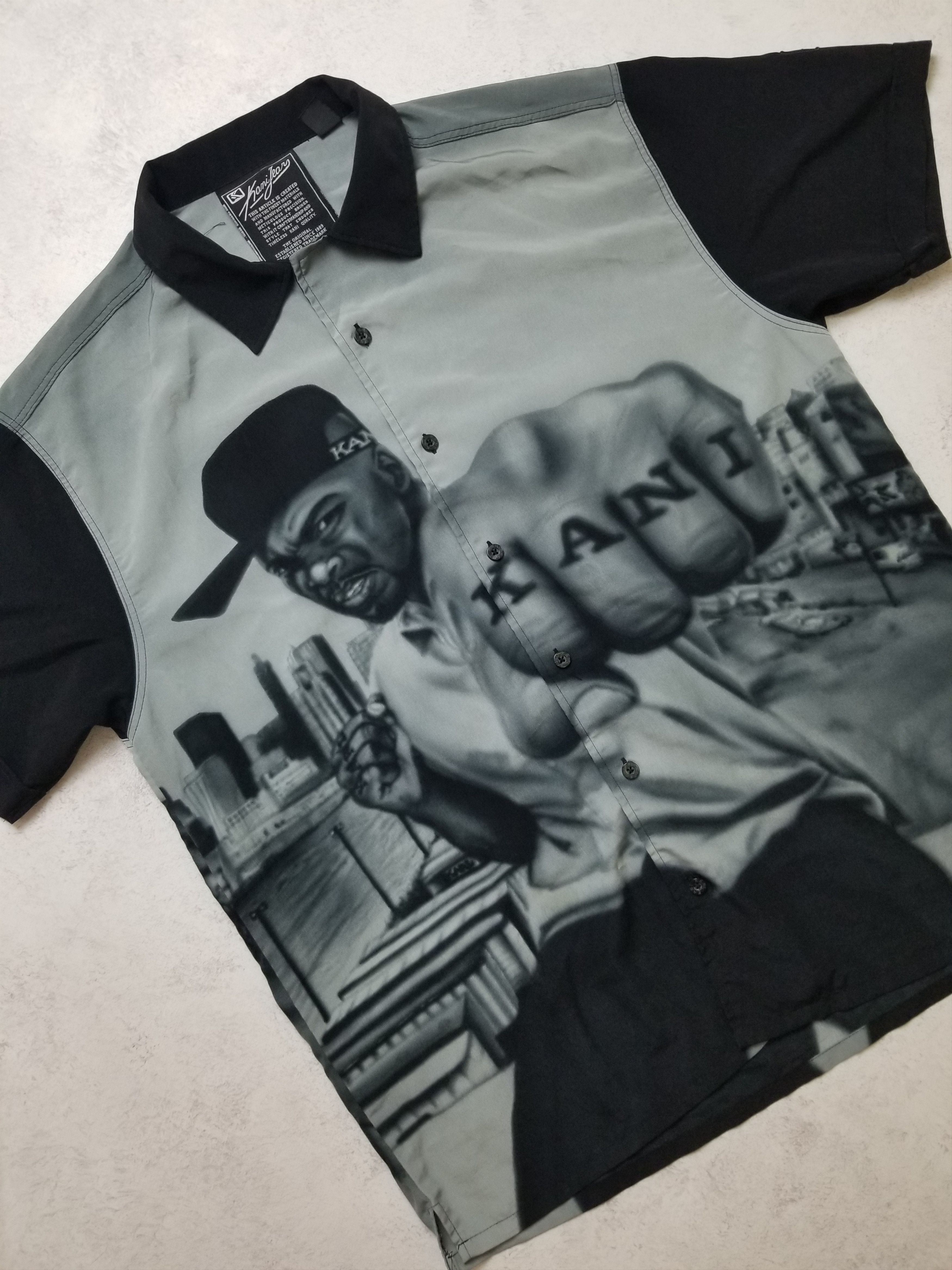 Karl Kani Karl Kani 50 cent Fullprint Rap Button Up Shirt 90s VTG Y2K Size US M / EU 48-50 / 2 - 12 Thumbnail