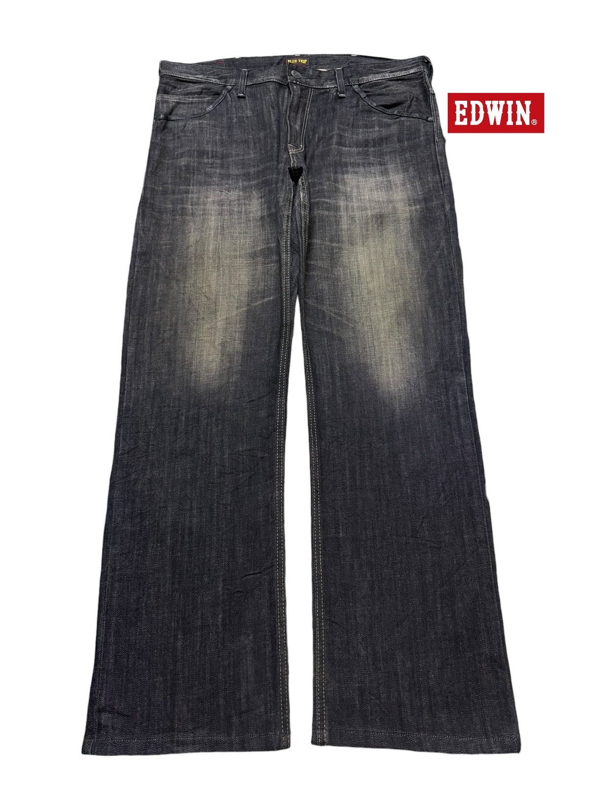 Edwin Vintage 90s Japan Edwin Blue Trip Faded Wash Wide Leg Baggy Size US 38 / EU 54 - 1 Thumbnail