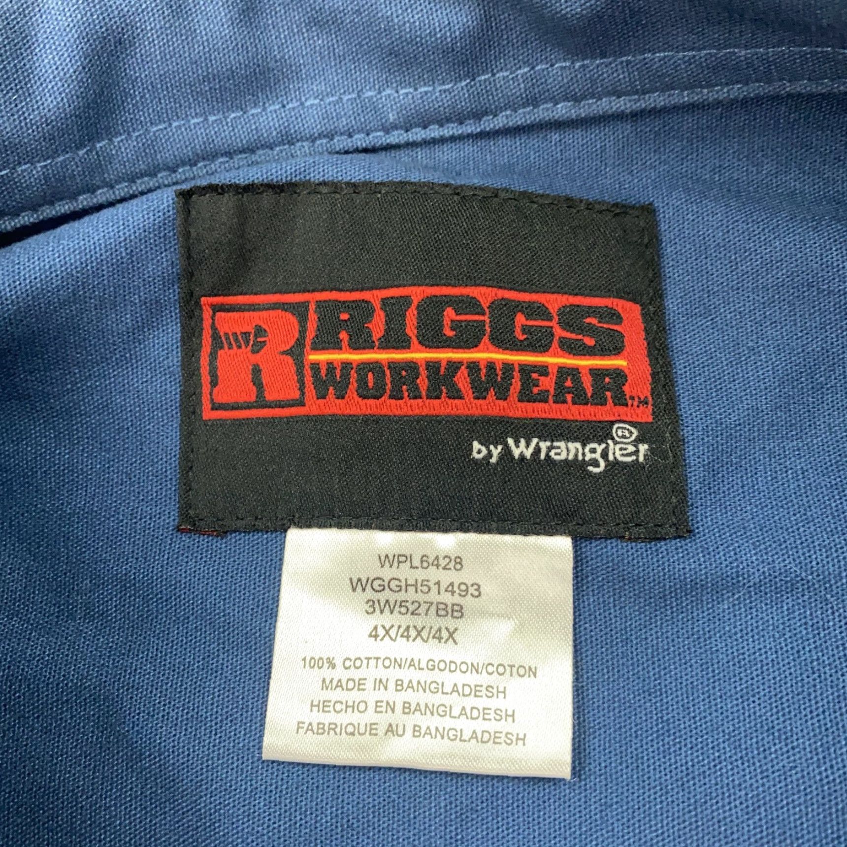 Wrangler VINTAGE None Shirt Mens 4XL Blue Workwear Casual Button-Up Long Sleeve Utility Pockets Size US XXL / EU 58 / 5 - 7 Thumbnail