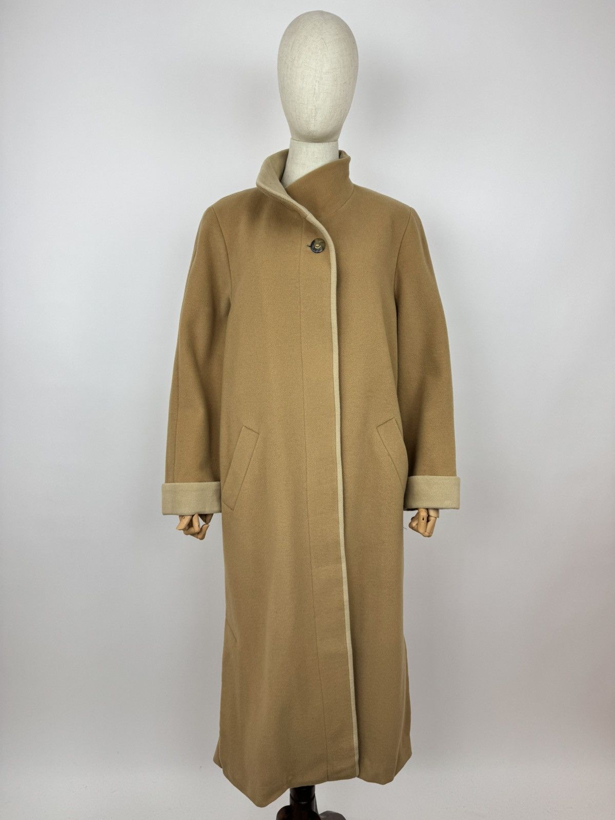 Other Delmod Wool Blend Coat Vintage Merino Velour Beige Peacoat Size S / US 4 / IT 40 - 1 Thumbnail