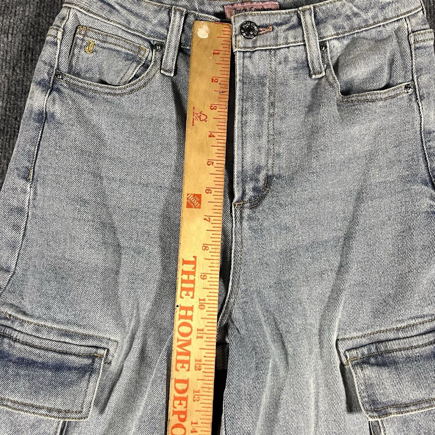 Juicy Couture Juicy Couture Lunita Wide-Leg Jeans Womens 27 Light Wash 90s Y2K Vintage Style Denim Cargo Pocket Baggy Size 27" / US 4 / IT 40 - 5 Thumbnail