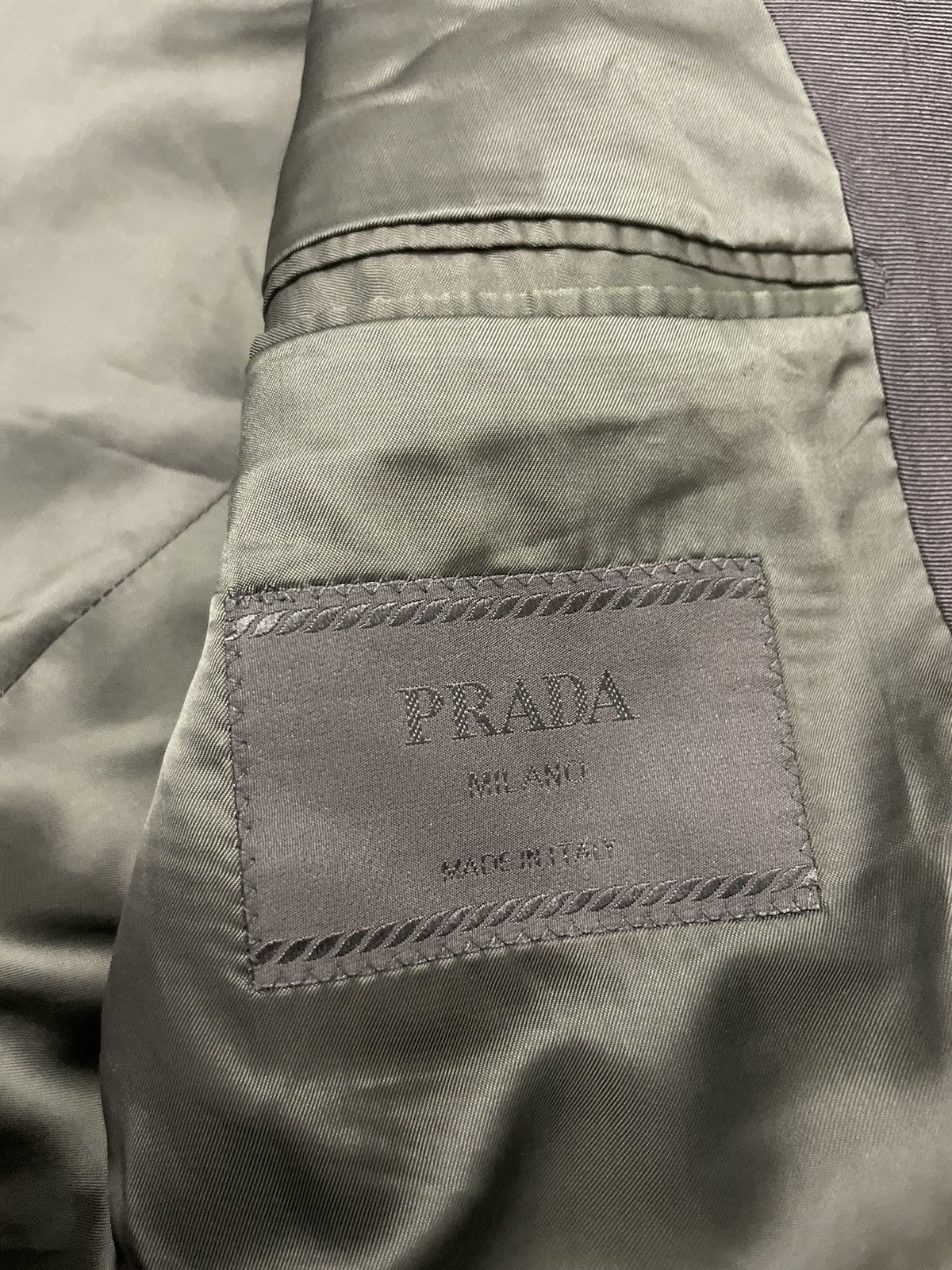 Prada Tuxedo Jacket 3 Button Wool Silk Lapel Notch Italy Size 42L - 7 Thumbnail