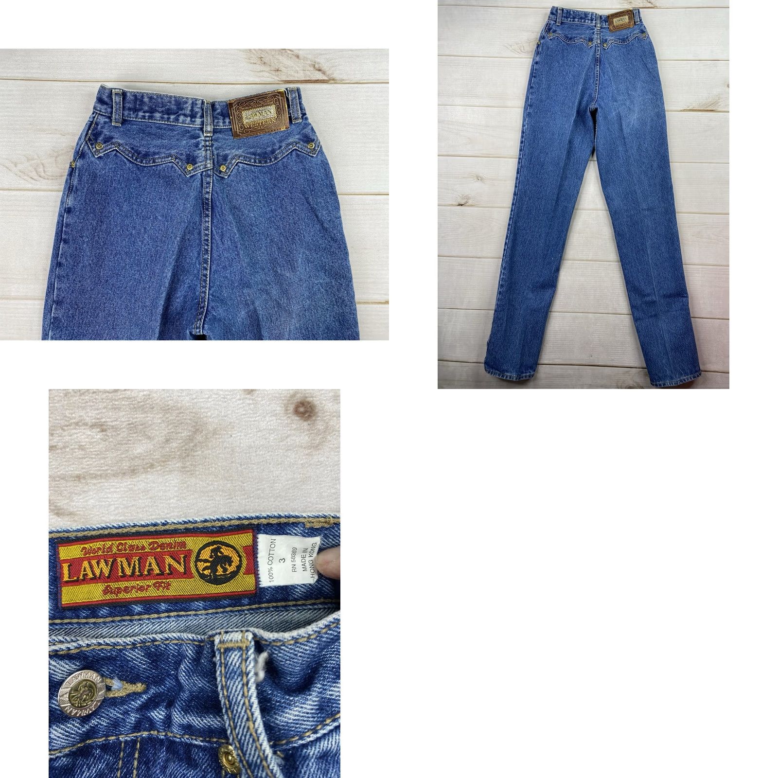 Vintage VINTAGE Lawman Jeans Womens Jr 3 Western Denim High Rise 35.5” Inseam Blue 100% Cotton Spandex Bootcut Jeans Mens Womens Girls男 not allowed Size 26" / US 2 / IT 38 - 8 Thumbnail