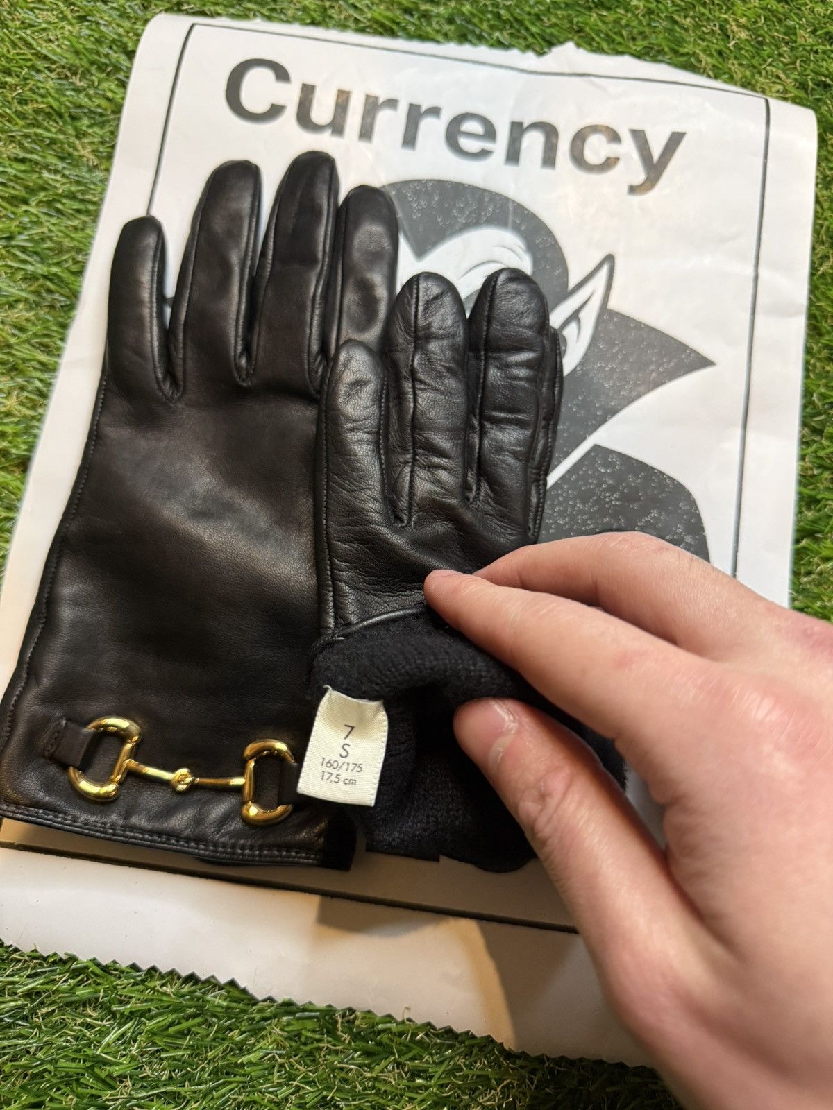 Gucci $840MSRP Demna Gucci Gold Horsebit Lambskin Leather Glove Size ONE SIZE - 7 Thumbnail