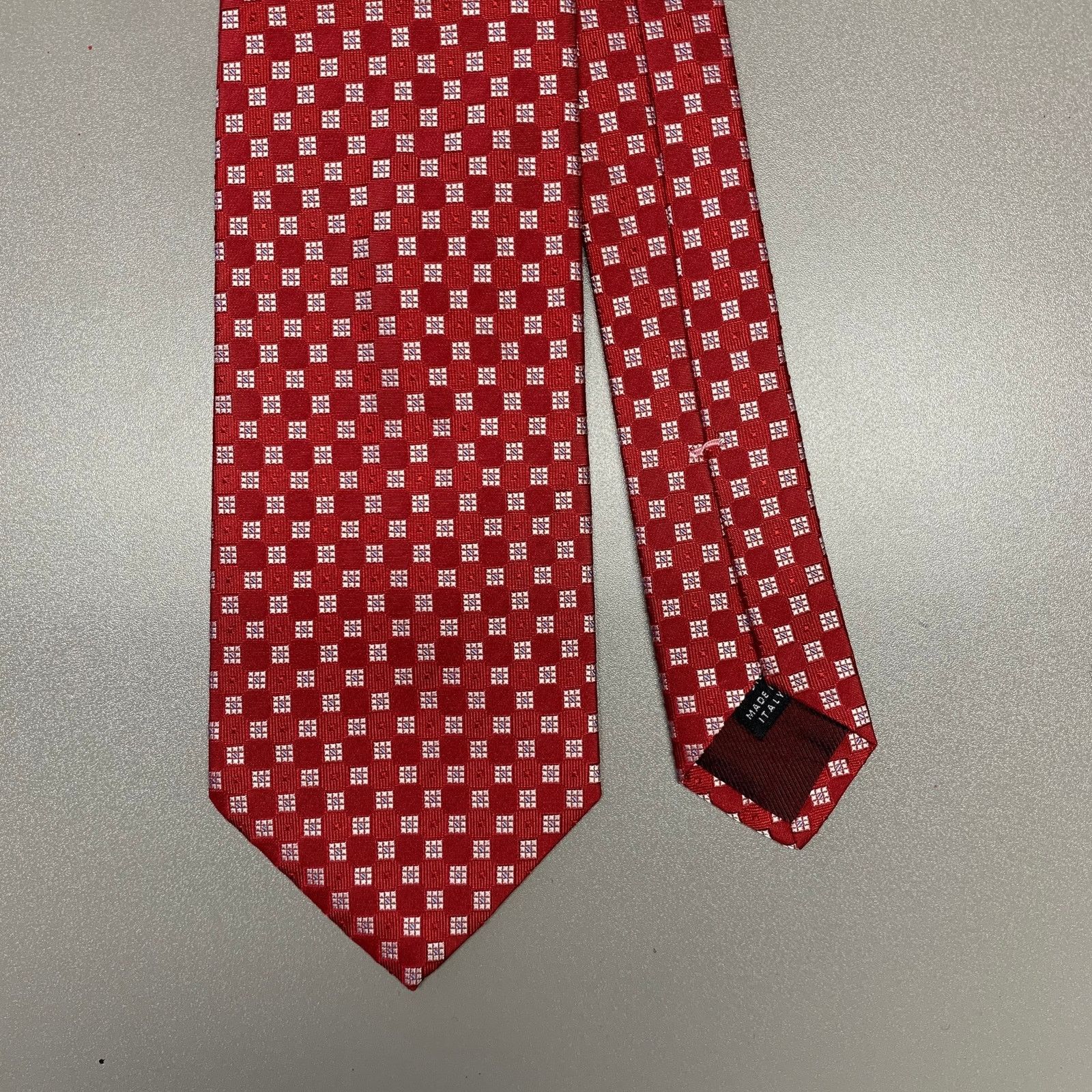 Other BORRELLI Red Cream Squares Silk Tie Size ONE SIZE - 1 Thumbnail