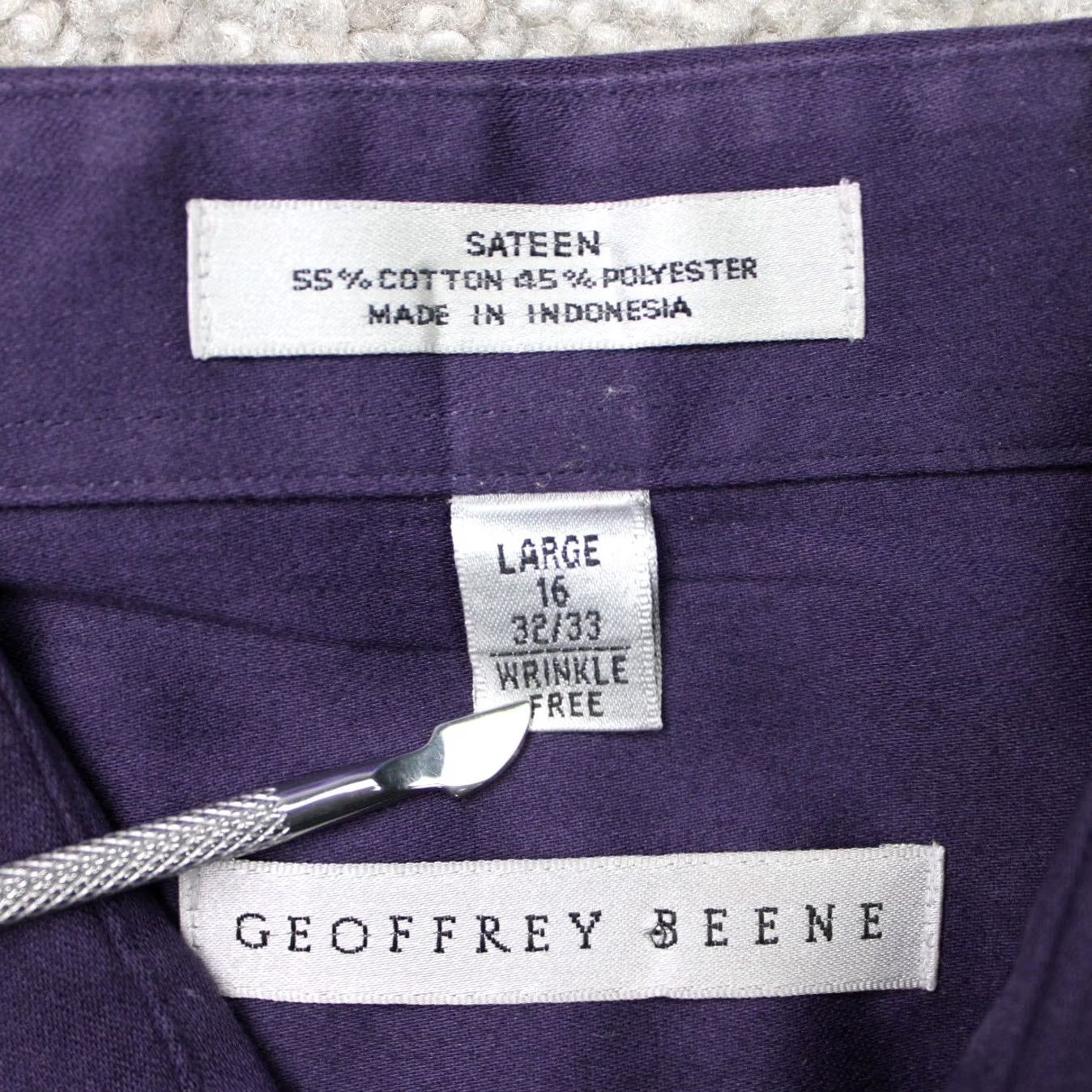 Geoffrey Beene Geoffrey Beene Shirt Mens Large Purple 16, 32/33 Long Sleeve Dress Shirt Cotton Blend Button Cuff Barrel Casual Business Vintage No Size US L / EU 52-54 / 3 - 6 Thumbnail