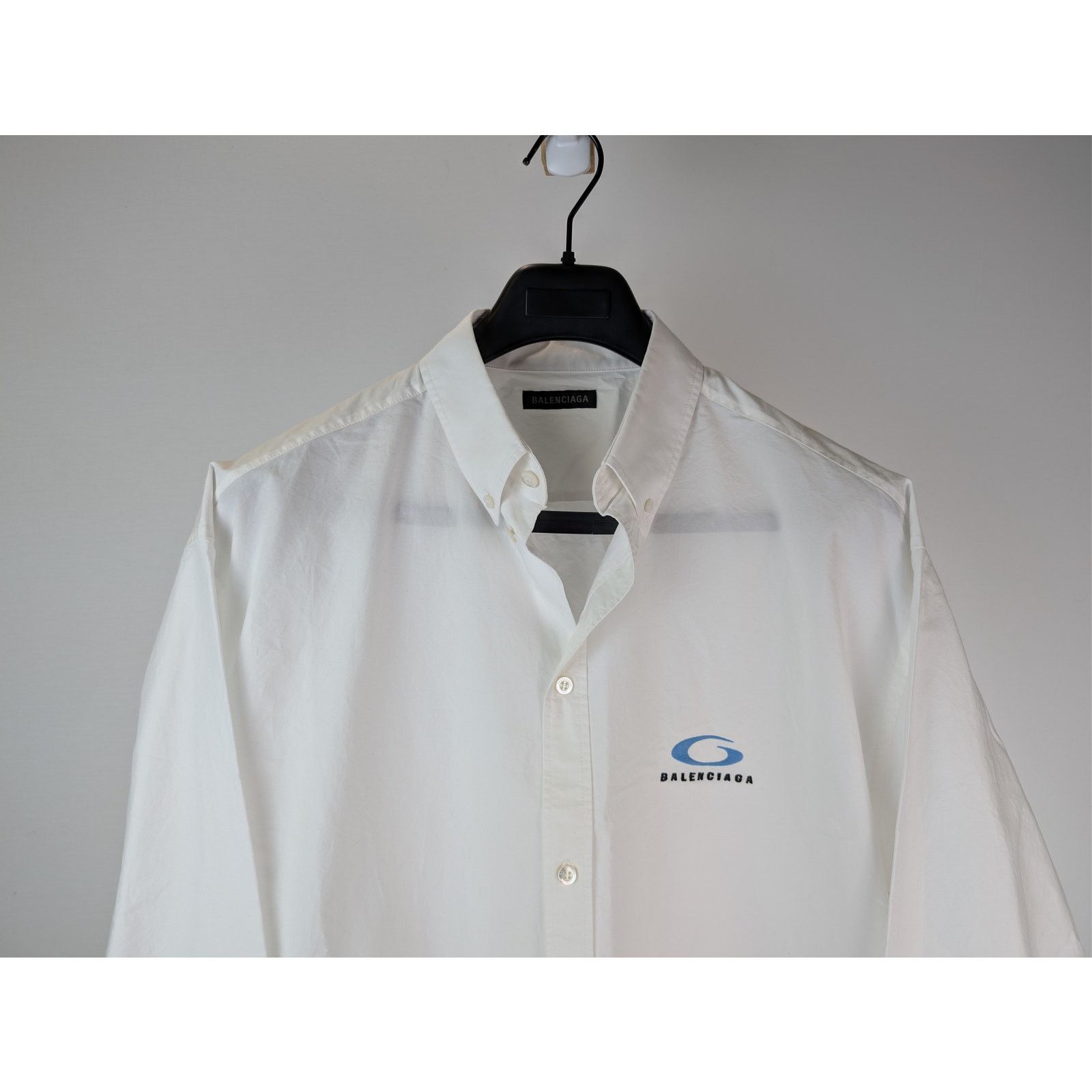 Balenciaga o1rshd1 Long-Sleeve Large Fit Cotton Poplin Shirt in White Size US XXL / EU 58 / 5 - 3 Thumbnail