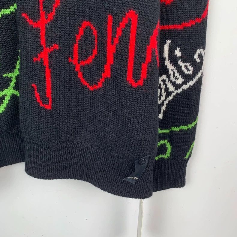 Fendi Fendi Black Logo Wool Long Sleeve Sweater Size US L / EU 52-54 / 3 - 4 Thumbnail