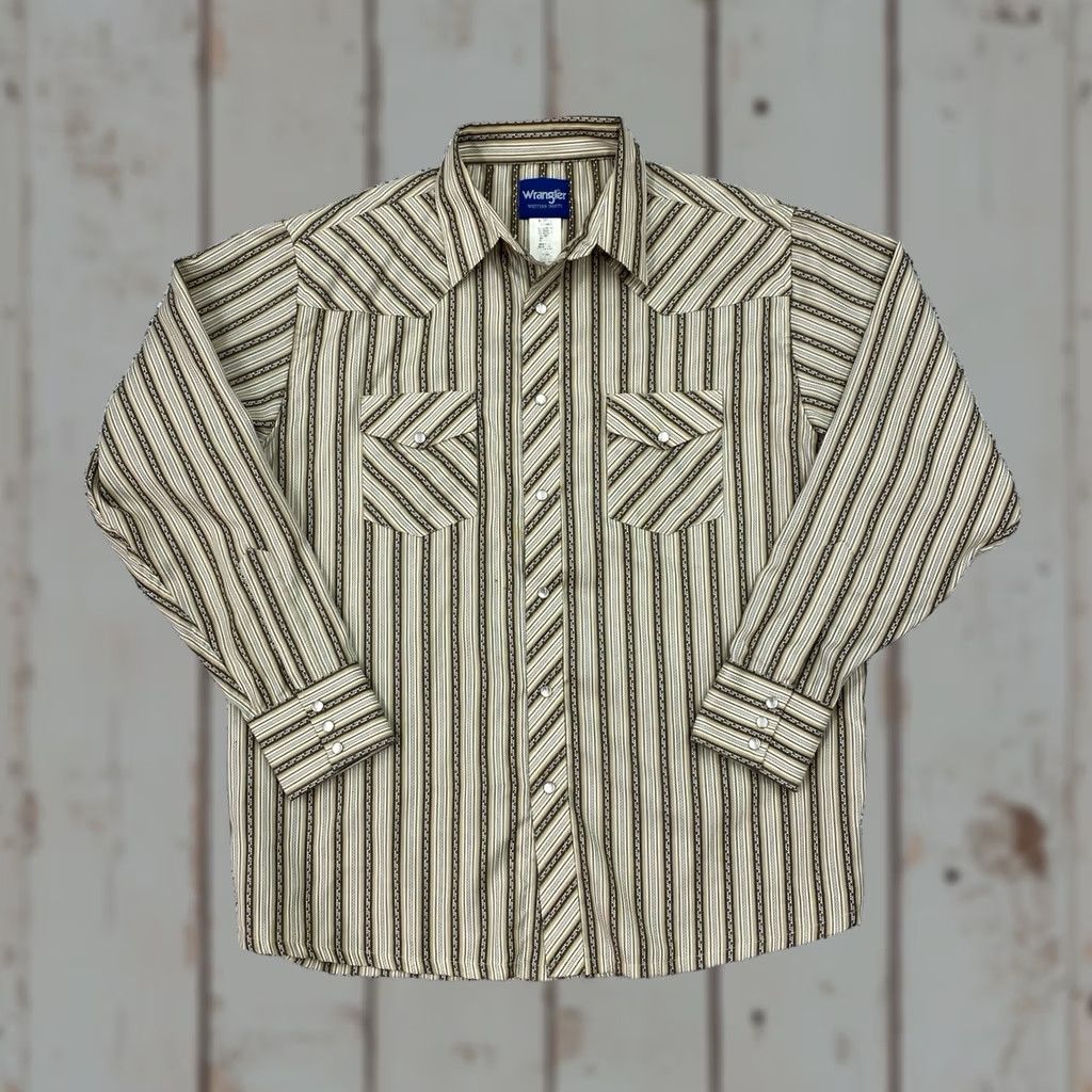 Wrangler VINTAGE Wrangler Shirt Men XL Tan Brown Pearl Snap Western Cowboy Ranch Shirt XL Brown Tan Pearl Snap Wrangler Mens Western Cowboy Ranch Size US XL / EU 56 / 4 - 1 Thumbnail