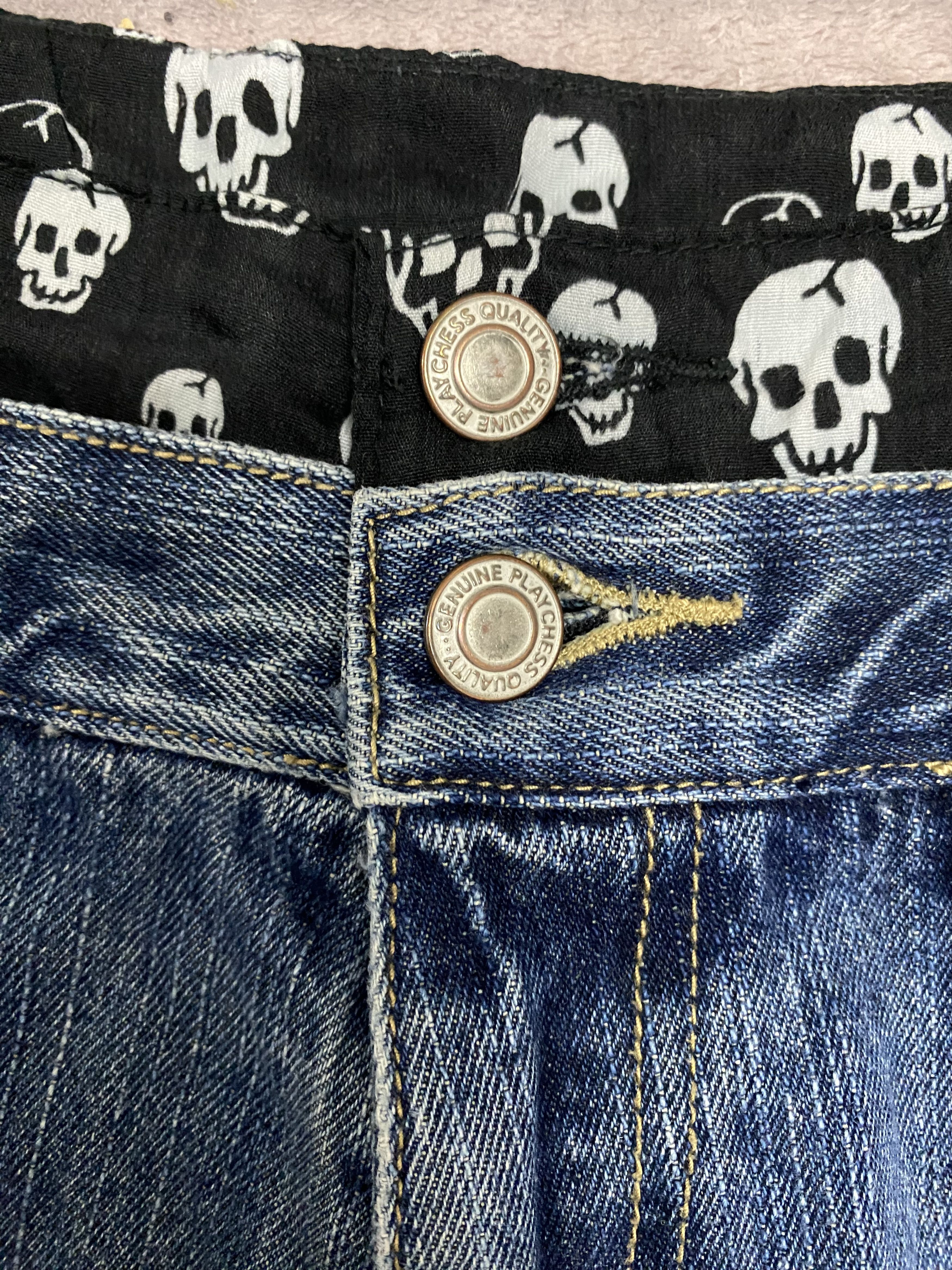 Japanese Brand Vintage Playchess Patchwork Skull Distressed Jeans Size US 36 / EU 52 - 8 Thumbnail