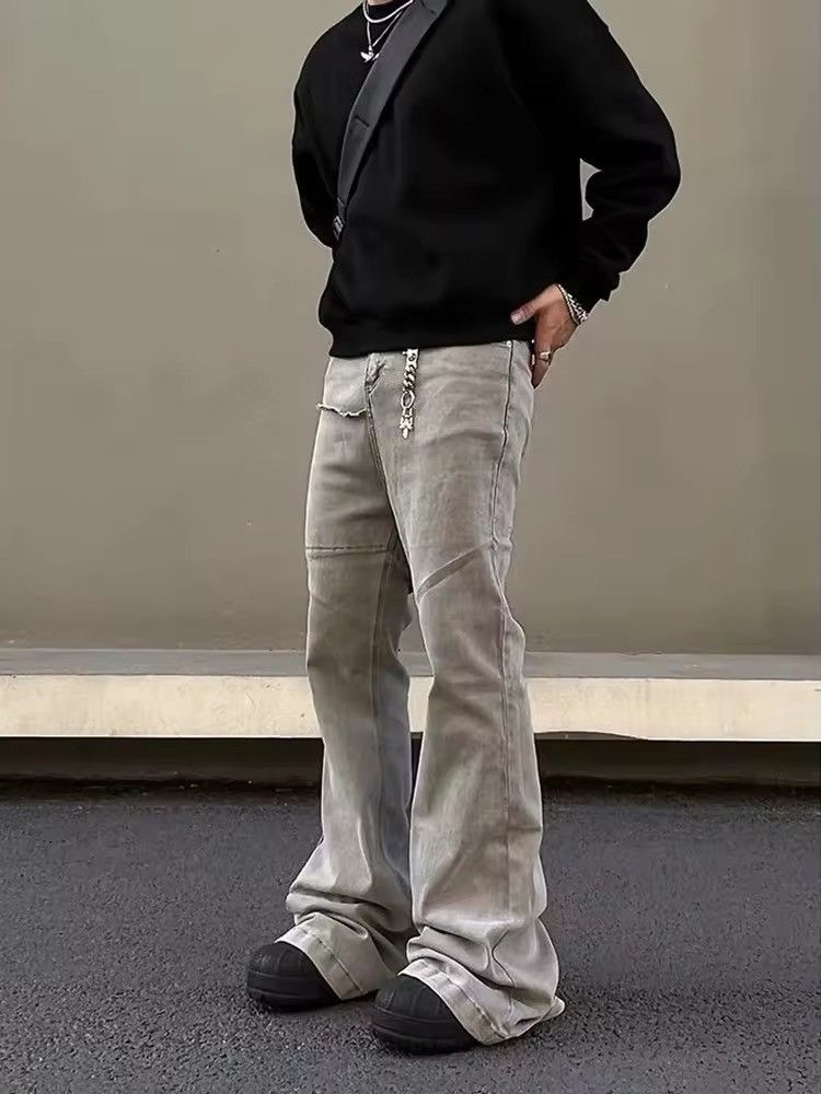 Japanese Brand × Jean Flared Gray Baggy Denim Jeans Size US 33 - 2 Thumbnail