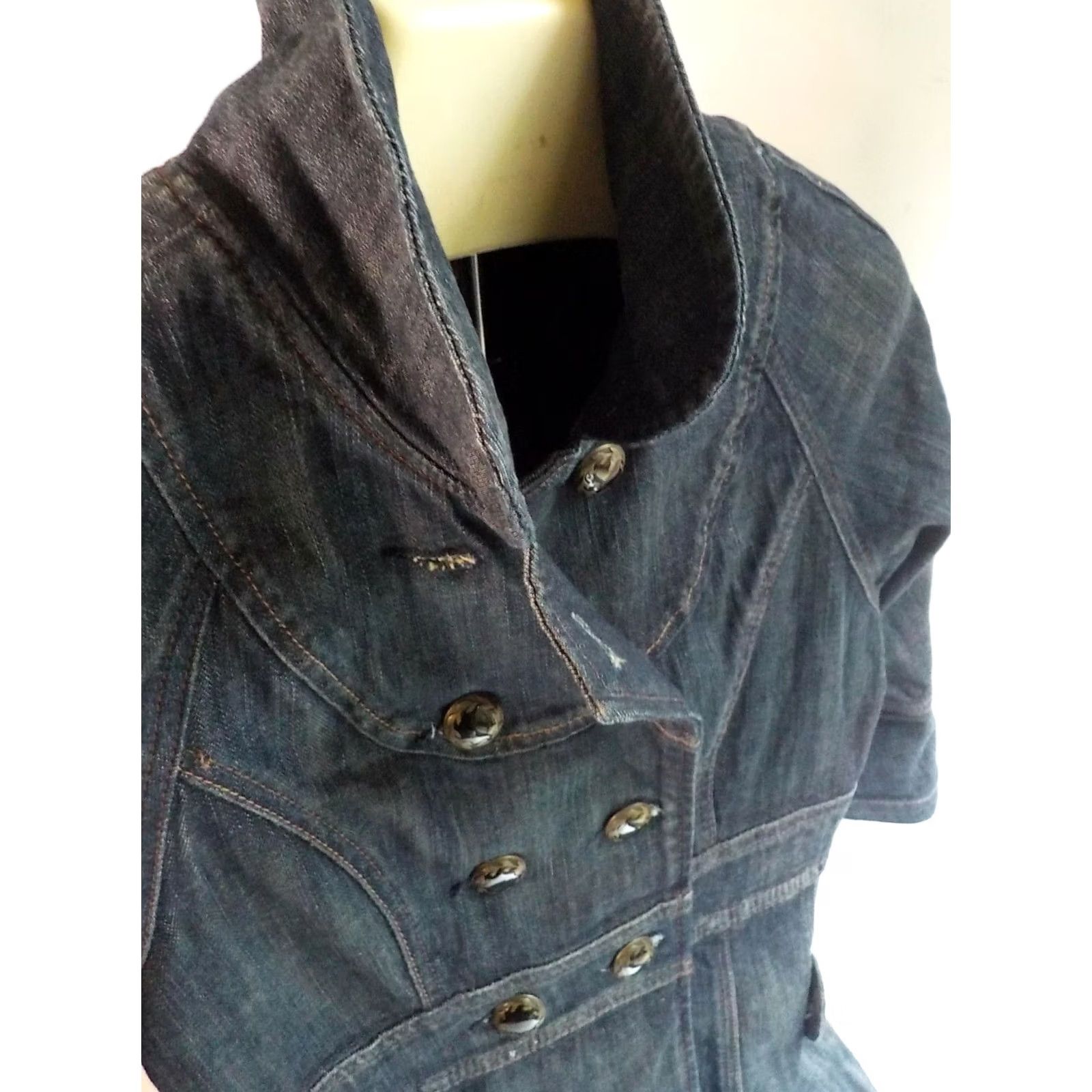 Guess GUESS Jeans Double Breasted 3/4 Sleeves Jean Denim Jacket Women Small Blue Denim Jacket Size 28" / US 6 / IT 42 - 4 Thumbnail