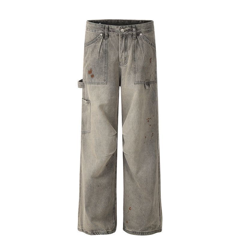Vintage Retro washed distressed loose workwear men's flared jeans Size US 32 / EU 48 - 1 Thumbnail