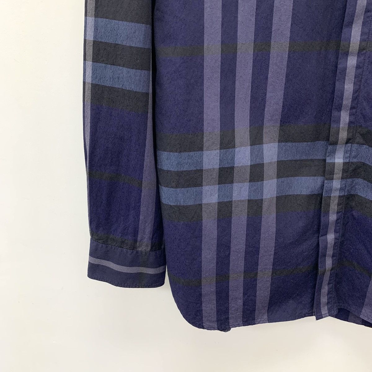 Burberry Burberry Dark Blue Check Collared Long Sleeve Shirt K26WX Size US S / EU 44-46 / 1 - 4 Thumbnail