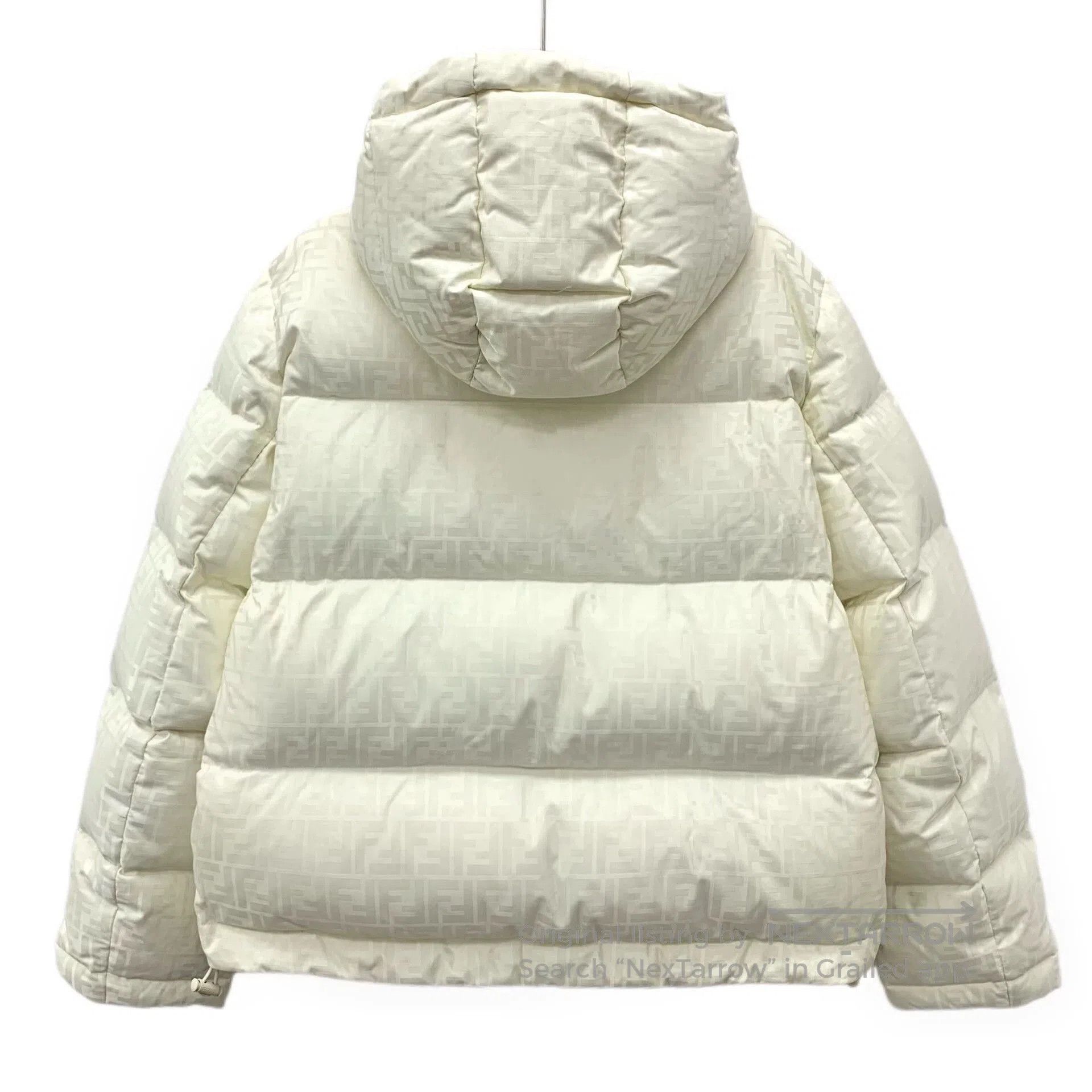 Fendi white logo print hooded long sleeve coat. Size US M / EU 48-50 / 2 - 2 Thumbnail