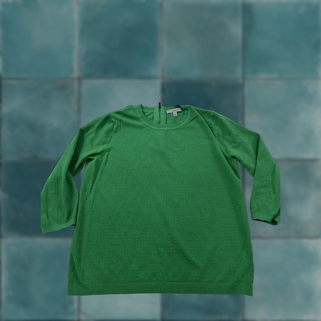 Classiques Entier Sweater Womens Large Green Textured Knit Pullover Crewneck