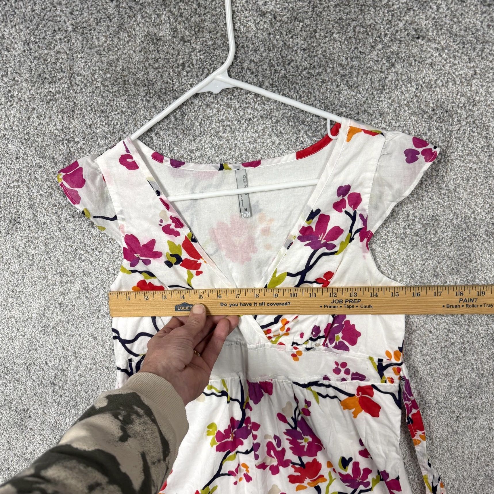 Old Navy Old Navy Sundress Womens 8 White Multicolor Floral V-Neck Cap Sleeve Lined Short Sundress Summer Boho Dress Size M / US 6-8 / IT 42-44 - 3 Thumbnail