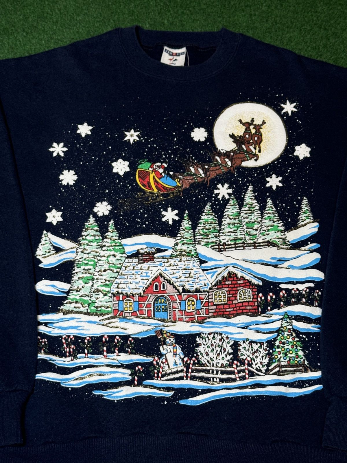 Jerzees × Vintage Vintage 90s Christmas Santa Reindeer Winter Sweatshirt Size US XL / EU 56 / 4 - 2 Thumbnail