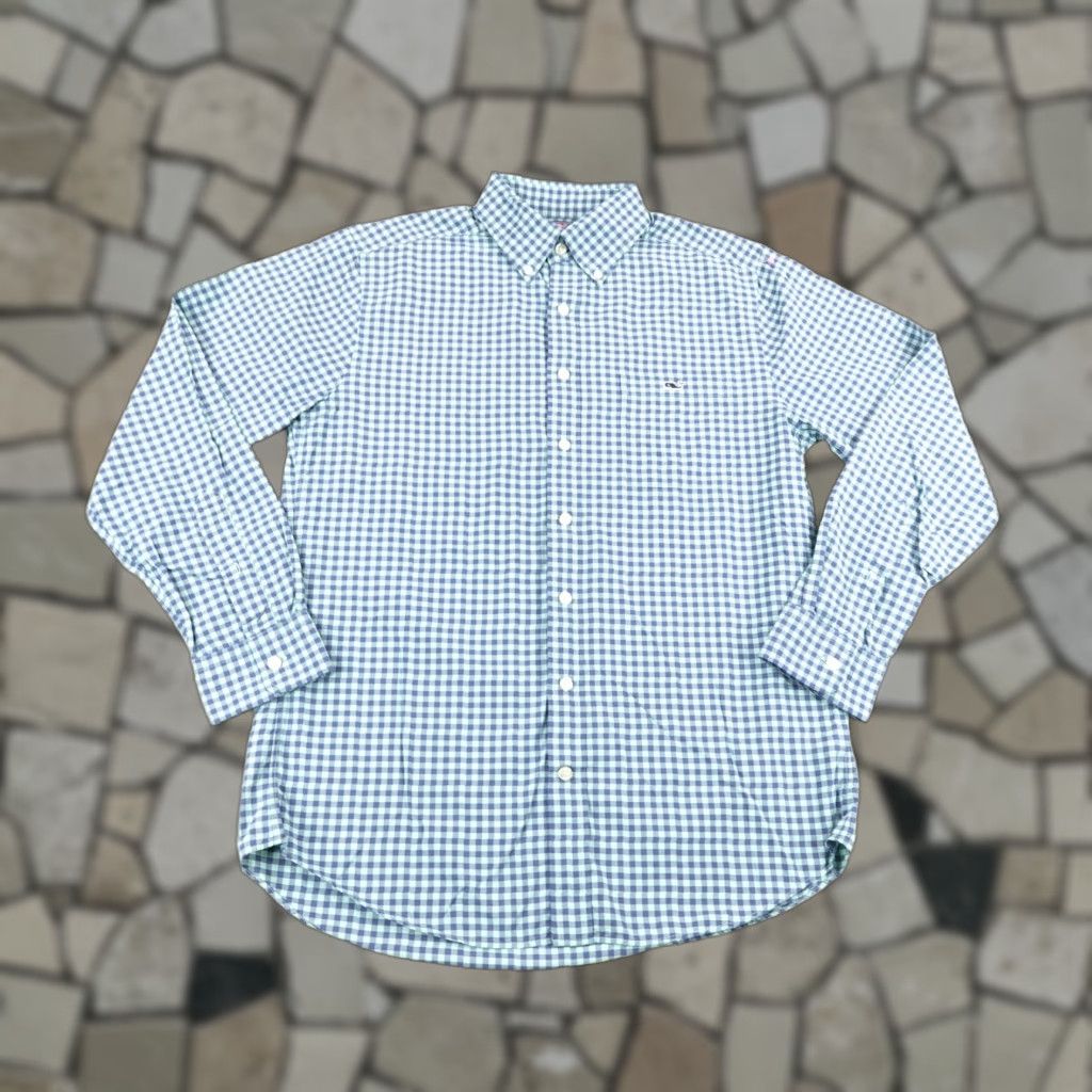 Vineyard Vines Vineyard Vines Shirt Men's Medium Blue Gingham Slim Fit Long Sleeve Nylon Button-Down Size US M / EU 48-50 / 2 - 1 Thumbnail