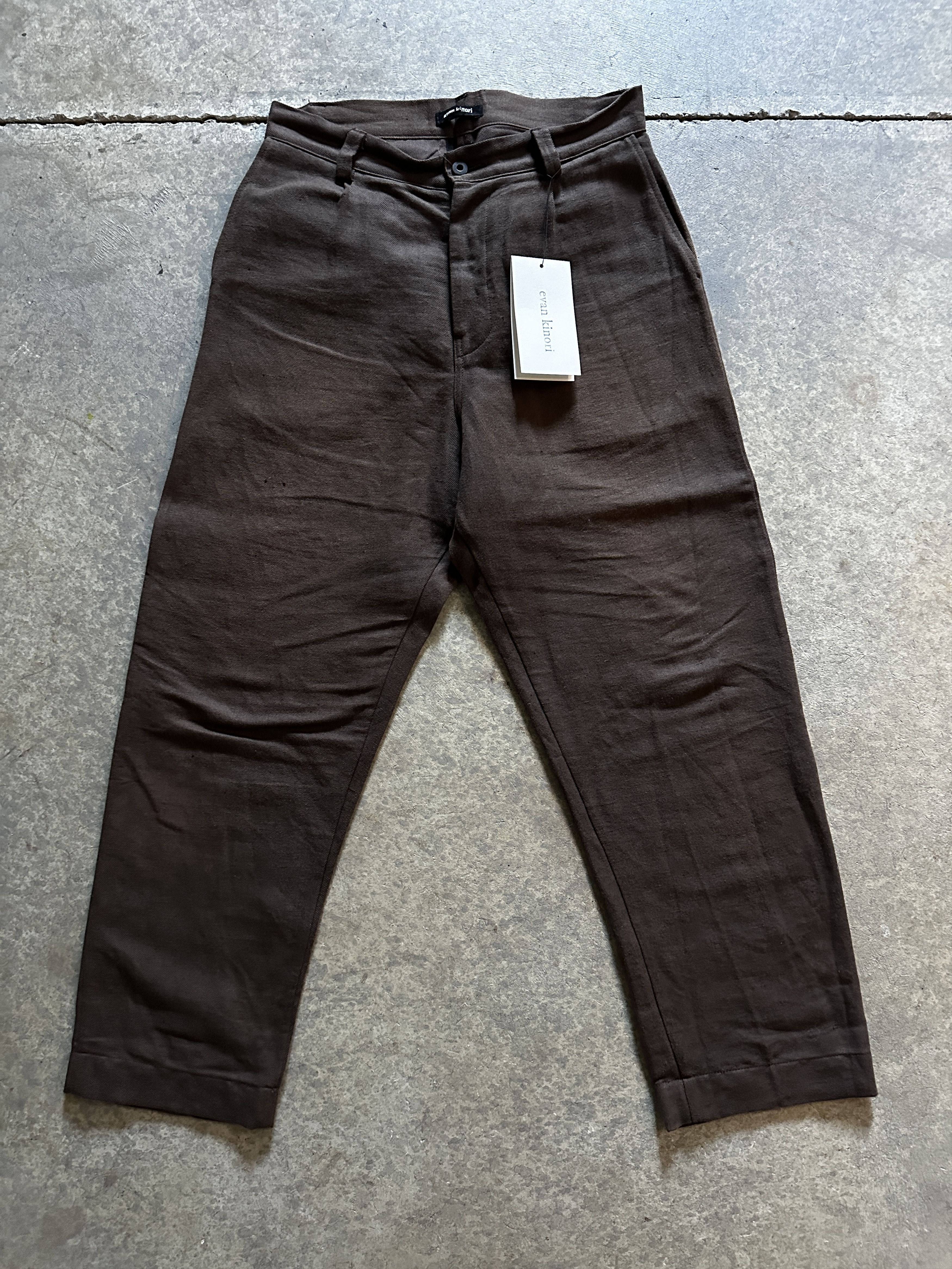 Evan Kinori Single Pleat Pant - Cotton/Linen Twill Size US 30 / EU 46 - 1 Thumbnail