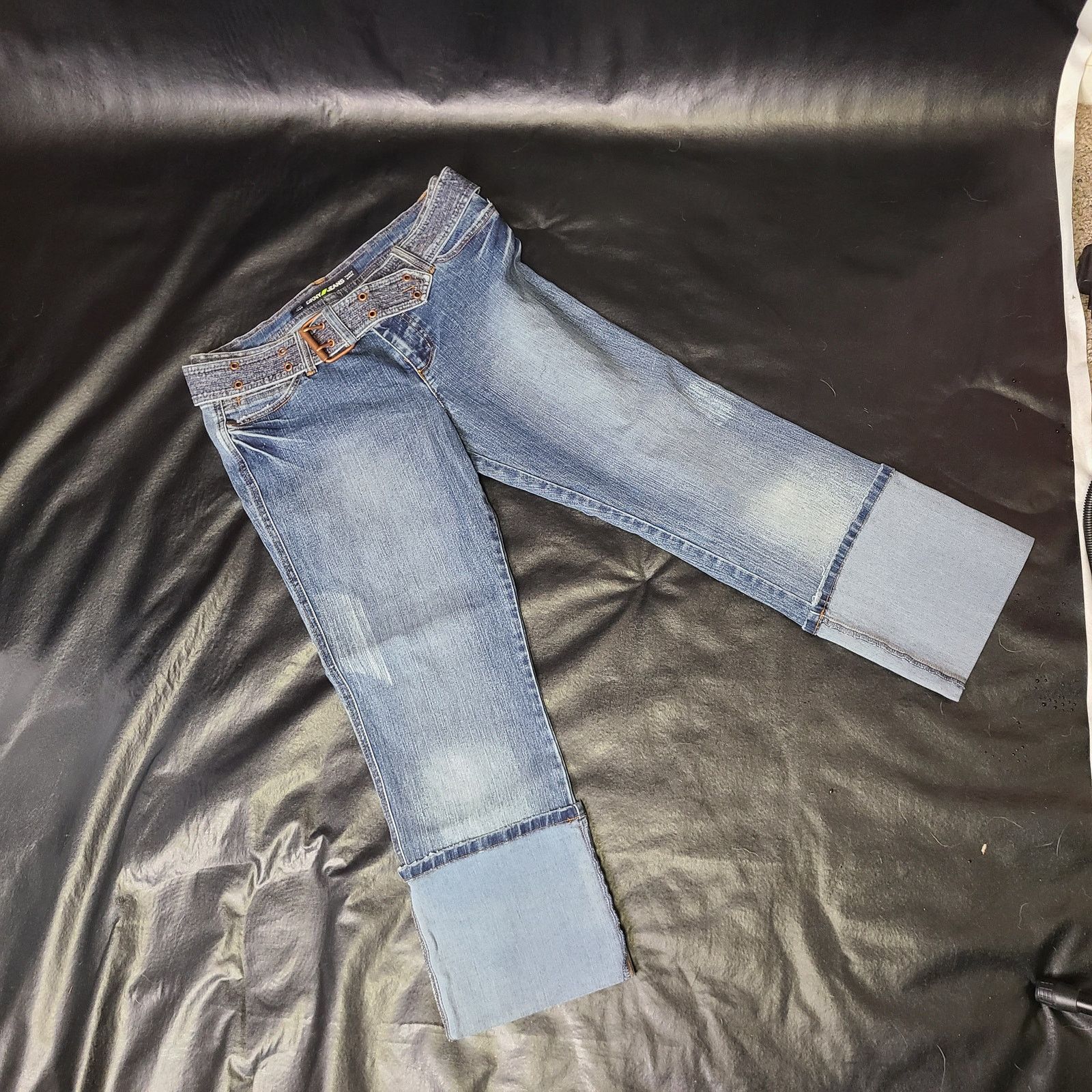 DKNY Vintage 90s Y2K DKMY Jeans with belt and roll cuff size 8 Size 30" / US 8 / IT 44 - 1 Thumbnail