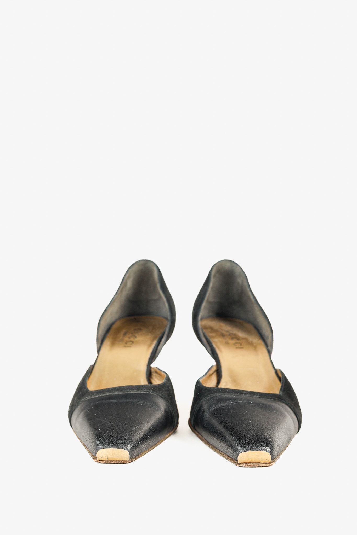 Gucci × Tom Ford Gucci Tom Ford Era Black-Suede Pointed Toe Kitten Heels Size US 7 / IT 37 - 2 Thumbnail