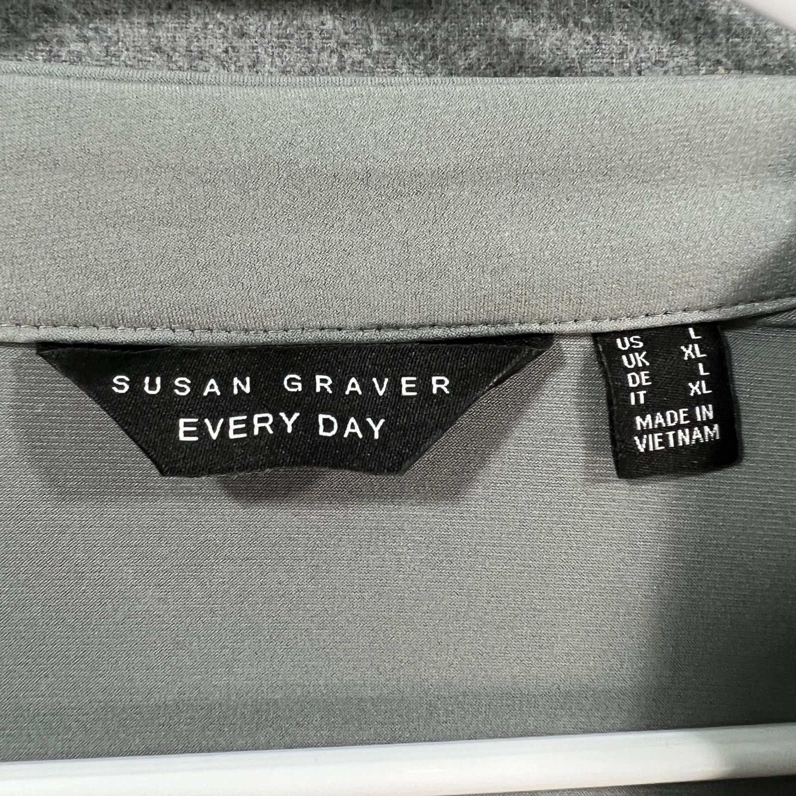 Other Susan Graver Liquid Knit Anorak Style Cardigan Silver Mist Size L / US 10 / IT 46 - 3 Thumbnail