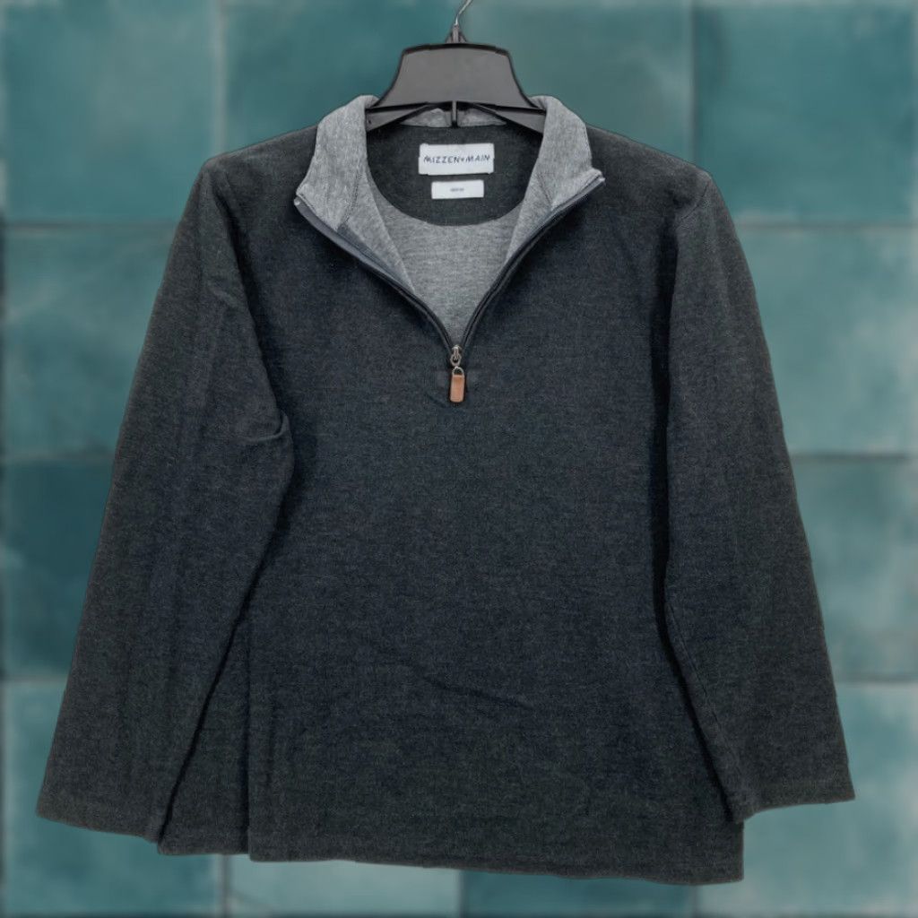 Mizzen+Main Mizzen + Main Wooster Quarter Zip Sweatshirt Mens Medium Dark Gray Preppy Golf Regular Size Zip Pullover 1/4 Zip Classic Comfort Trendy Sportswear Size US M / EU 48-50 / 2 - 1 Thumbnail