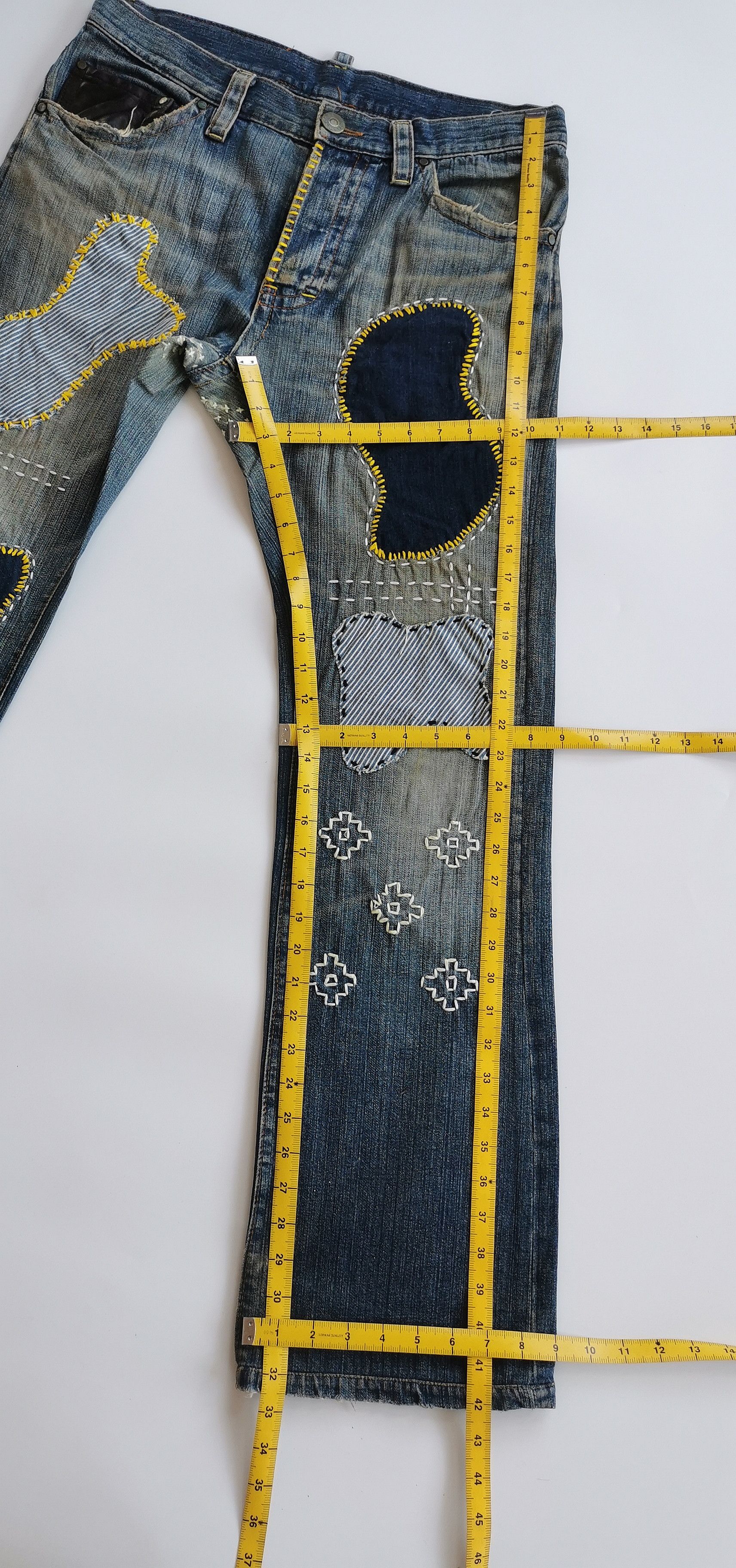 Dsquared2 Flare Mudwash Jeans Dsquared2 Patchwork Sashiko Size US 34 / EU 50 - 8 Thumbnail