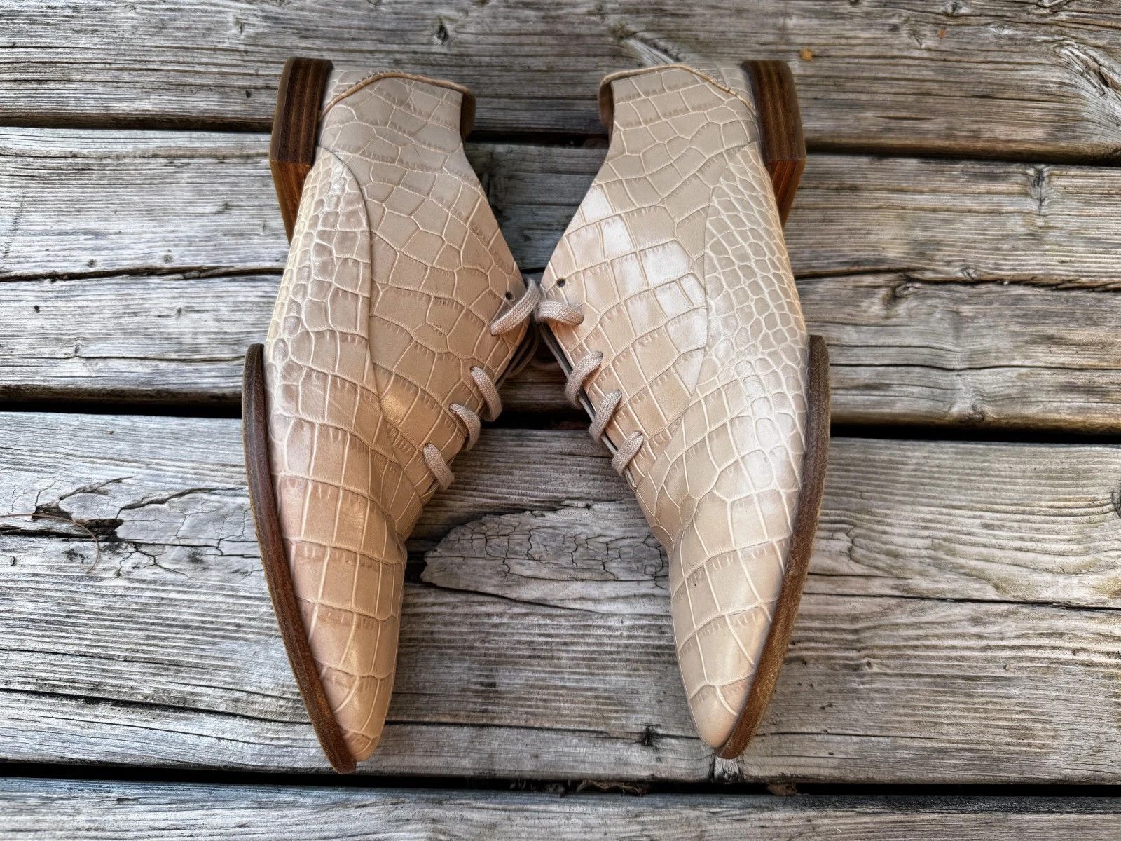 Alexander Wang 2014 Ingrid Lace Up Oxford Almond Croc Shoes Size US 9 / IT 39 - 4 Thumbnail