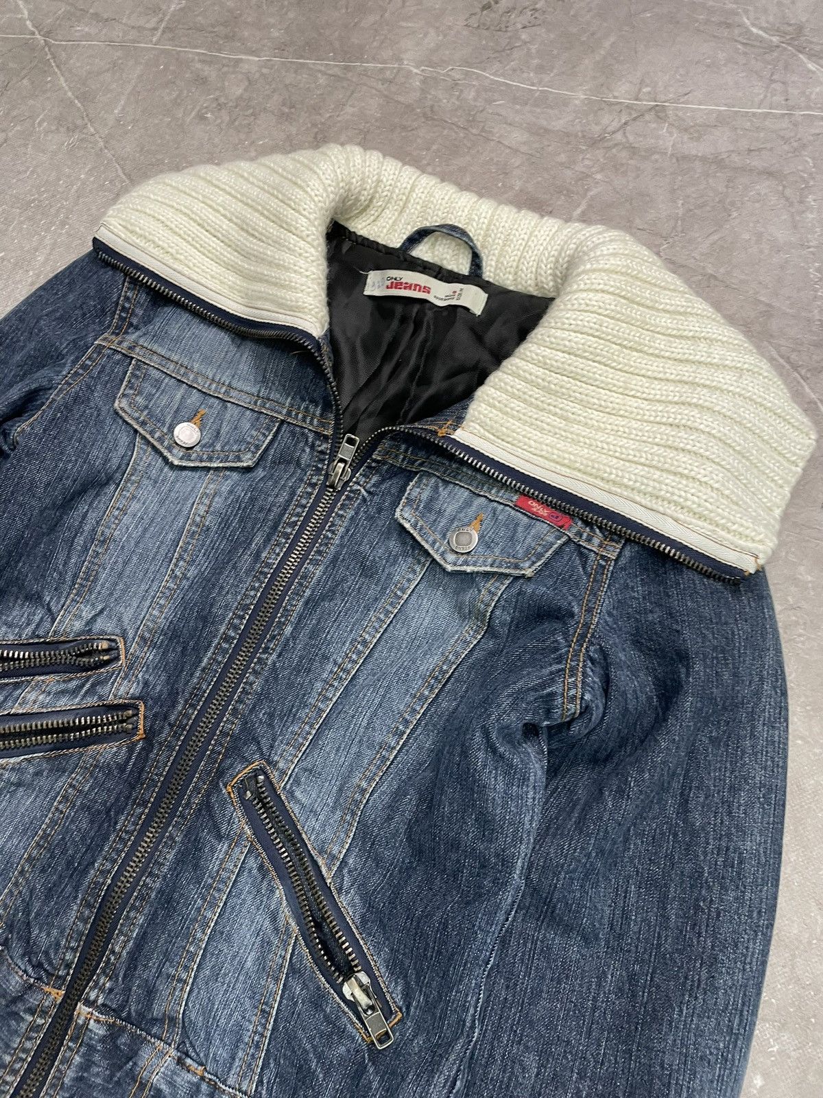 Miss Sixty Only denim jacket with knit sleeves Y2K grunge hybrid Size M / US 6-8 / IT 42-44 - 5 Thumbnail