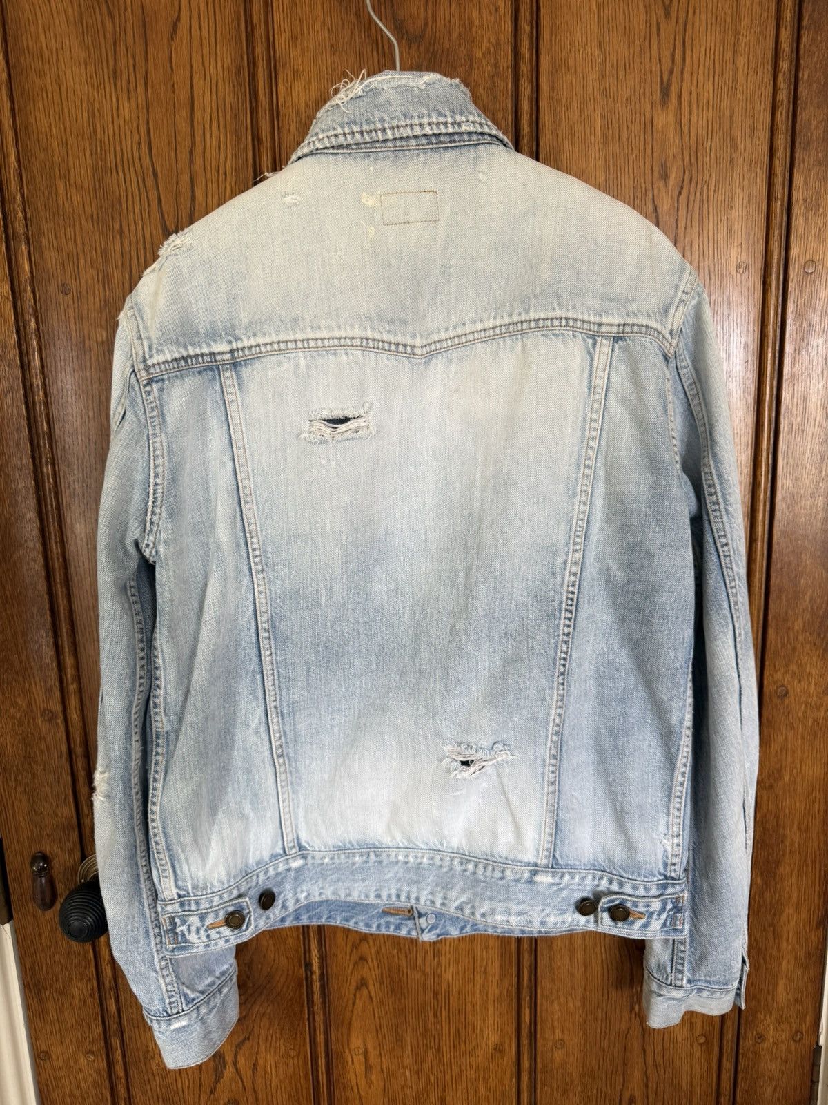 Saint Laurent Paris SS21 Saint Laurent denim trucker jacket crash thrashed grail Size US L / EU 52-54 / 3 - 19 Thumbnail