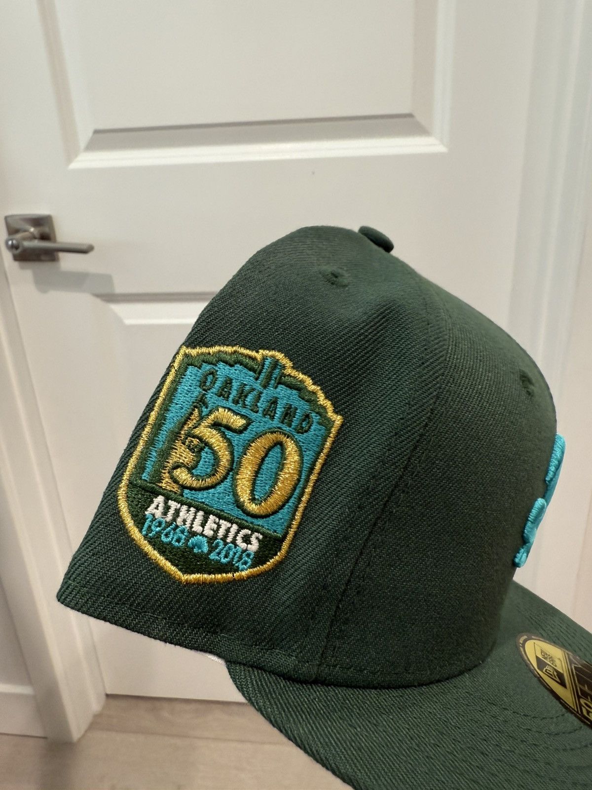 New Era Oakland Athletics 50th Anni Patch Upside Down A's 5/8 Size ONE SIZE - 2 Thumbnail