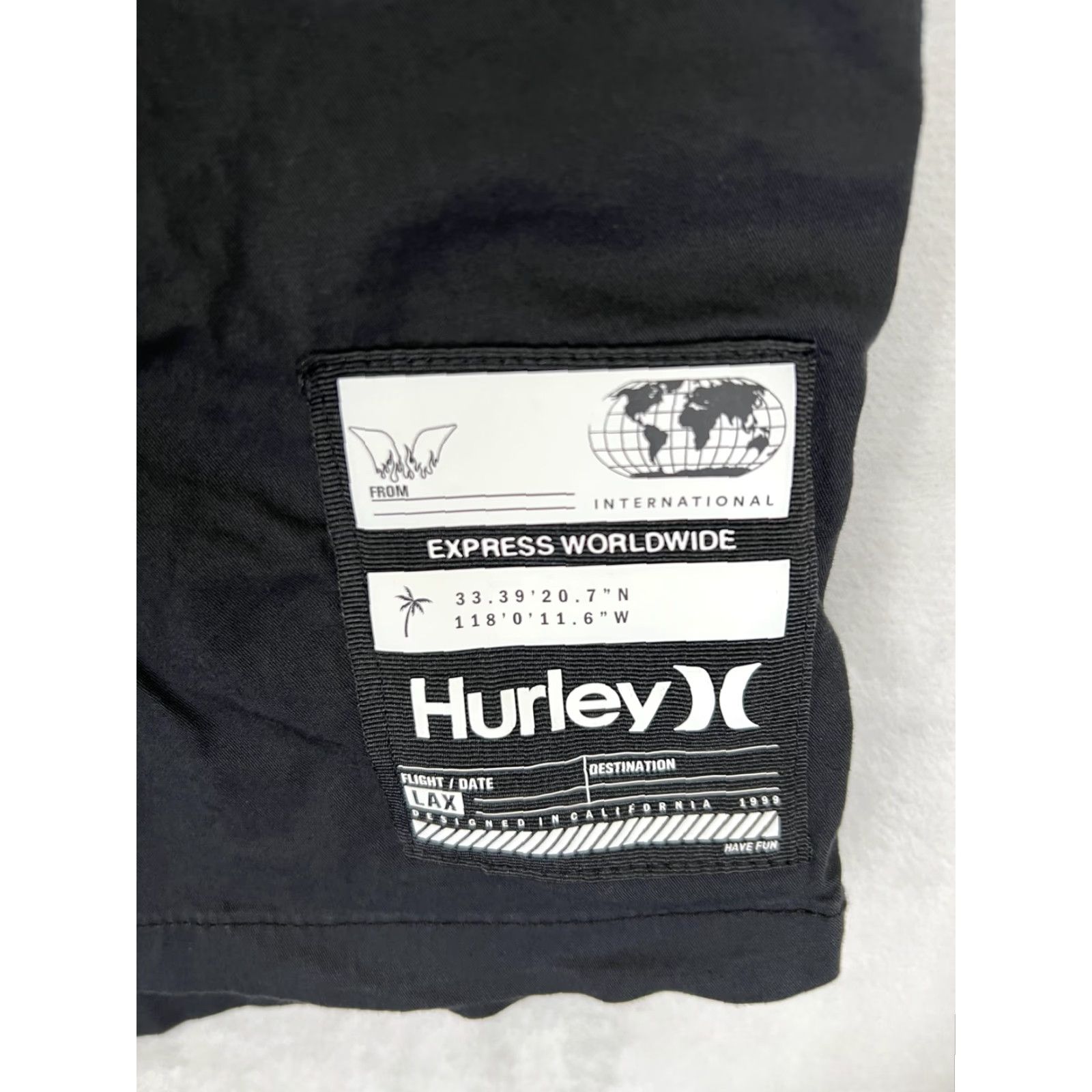 Hurley VINTAGE Hurley Chino Shorts Mens L Black Elastic Waist Drawstring Beach Y2K Size US 33 - 2 Thumbnail