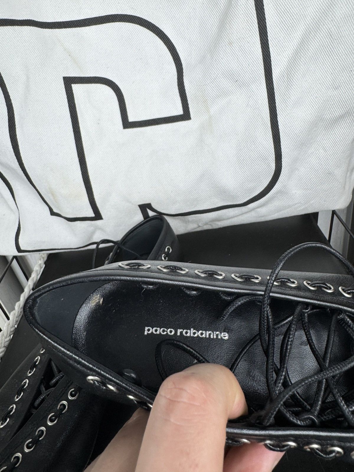 Paco Rabanne Paco Rabanne black leather ballet flats ballerina w dust bag Size US 6 / IT 36 - 8 Thumbnail