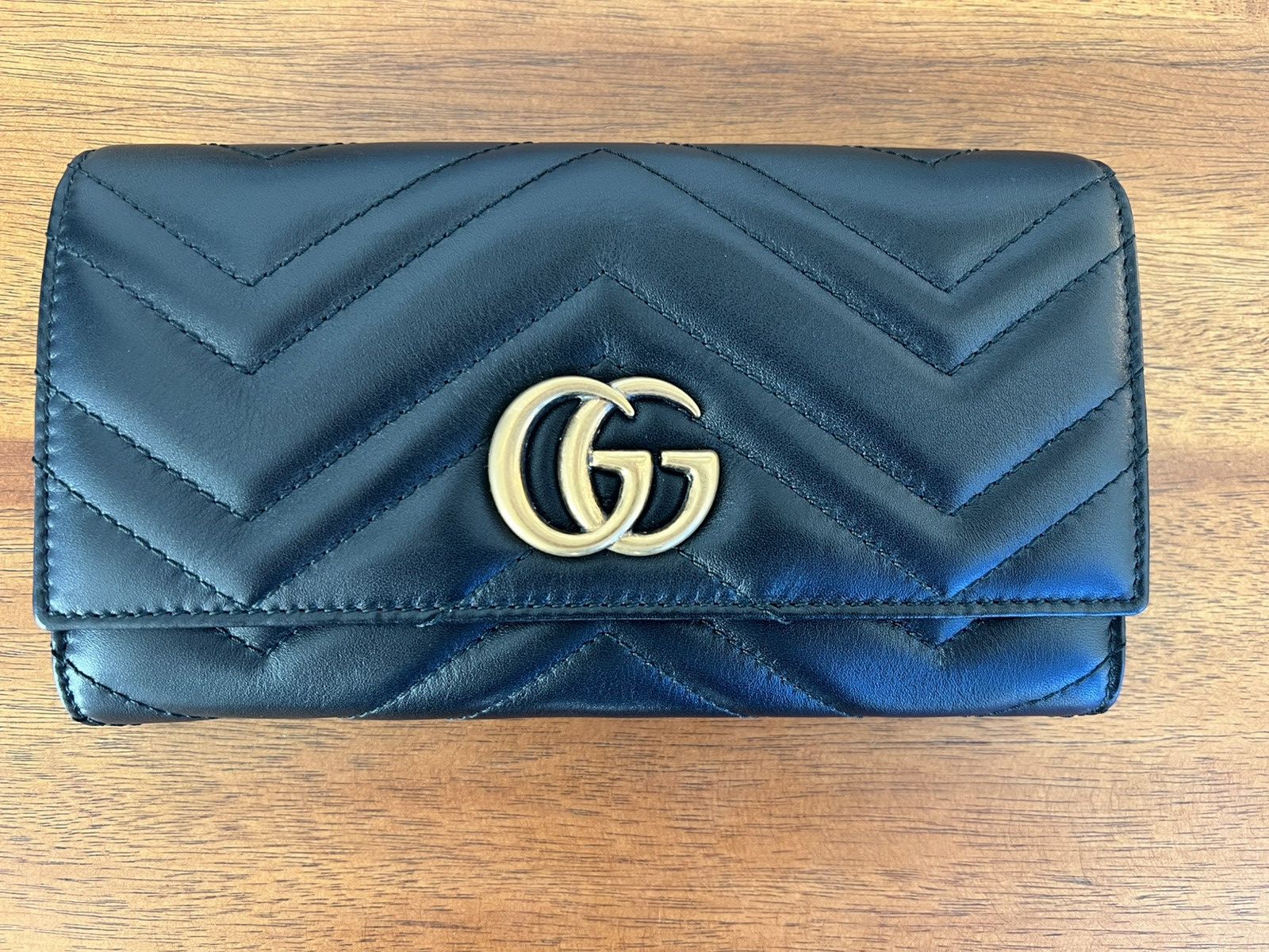 Gucci Gucci Black Soft Leather GG Marmont Continental Wallet Size ONE SIZE - 3 Thumbnail