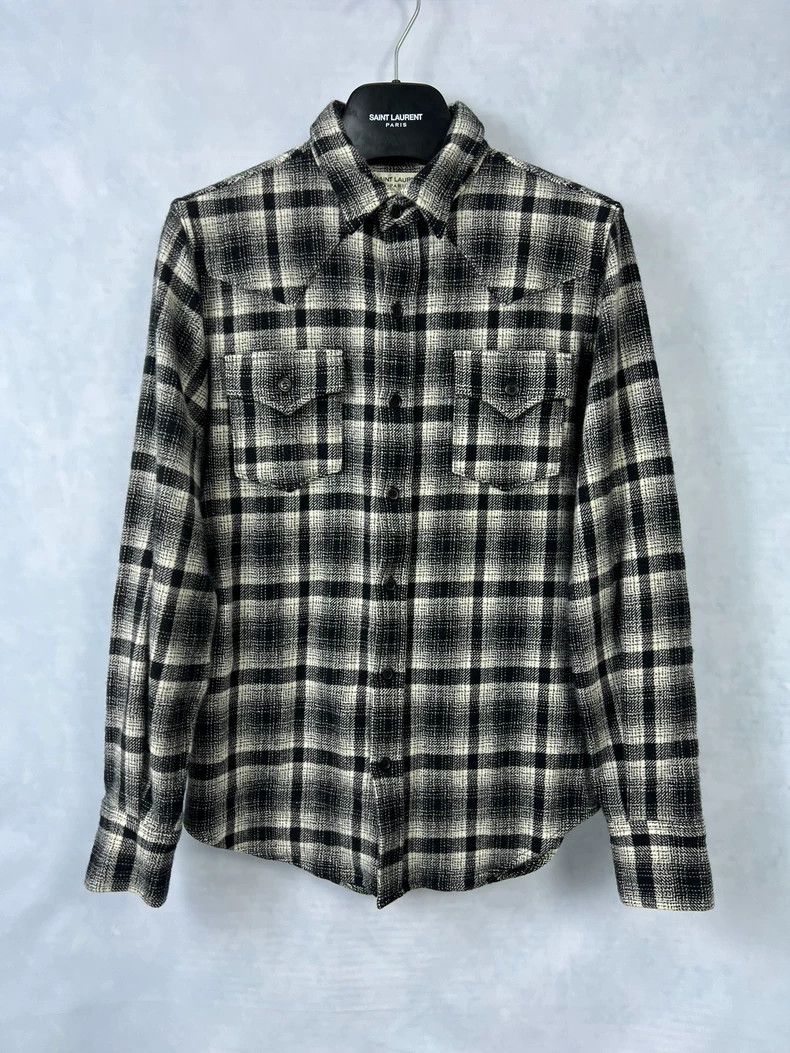 Yves Saint Laurent Black and White Plaid Wool Shirt-dmc Size US XS / EU 42 / 0 - 1 Thumbnail