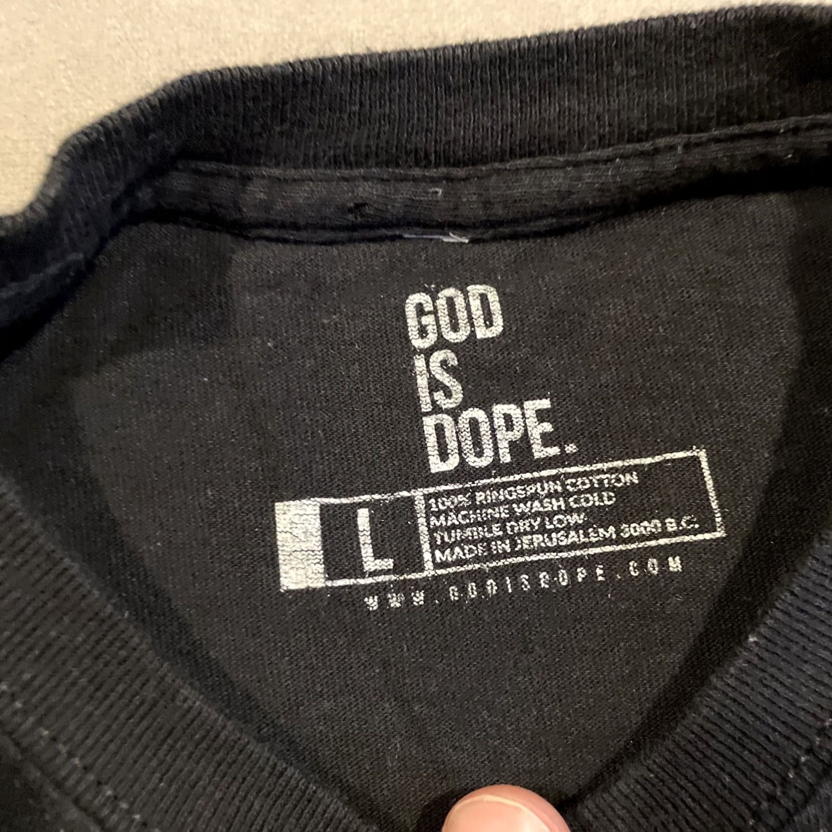 Vintage GOD IS DOPE T Shirt - Men's Large - LA Lakers Graphic Logo Shirt - Crew Neck Short Sleeve - Black - Cotton - Logo Print - Regular Fit Size US L / EU 52-54 / 3 - 3 Thumbnail