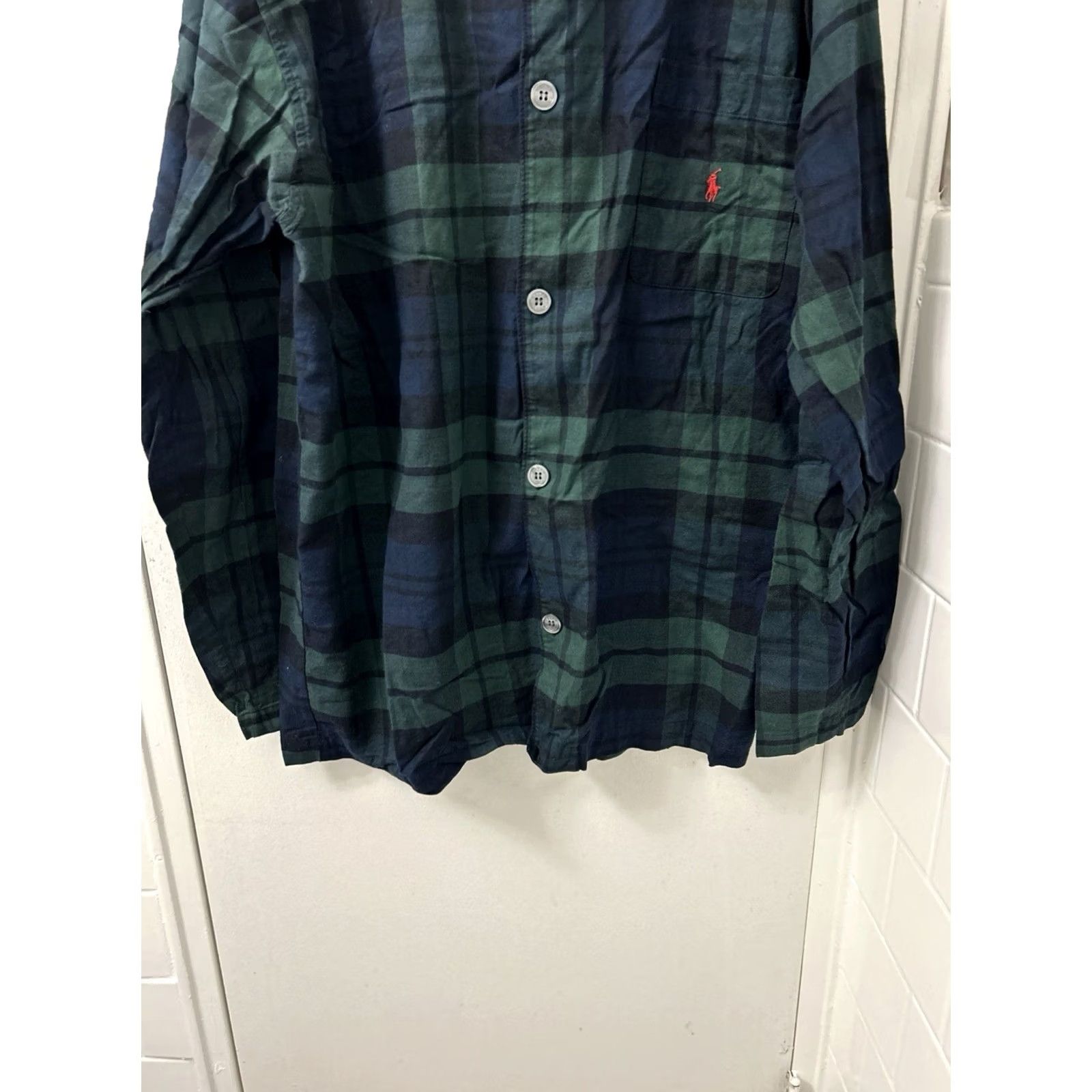Polo Ralph Lauren VINTAGE Polo Ralph Lauren Sleepwear Shirt Mens L Green Navy Plaid Pony Logo Size US L / EU 52-54 / 3 - 3 Thumbnail