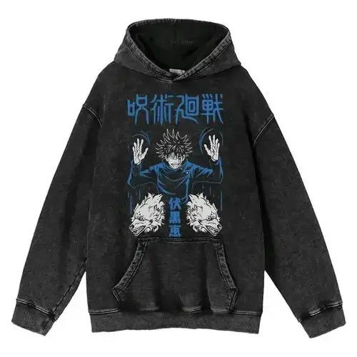 VIBE JJK Megumi Fushiguro Washed Anime Vintage Hoodie Size US XL / EU 56 / 4 - 1 Thumbnail