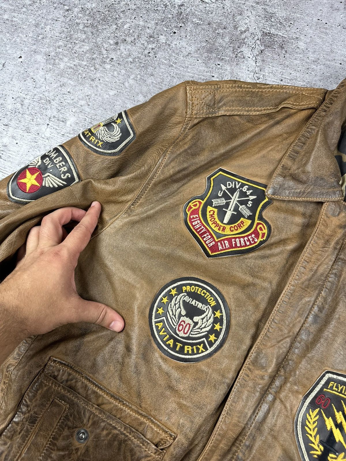 Vintage Vintage Aviatrix Fighter Group Leather Jacket Size US XL / EU 56 / 4 - 10 Thumbnail
