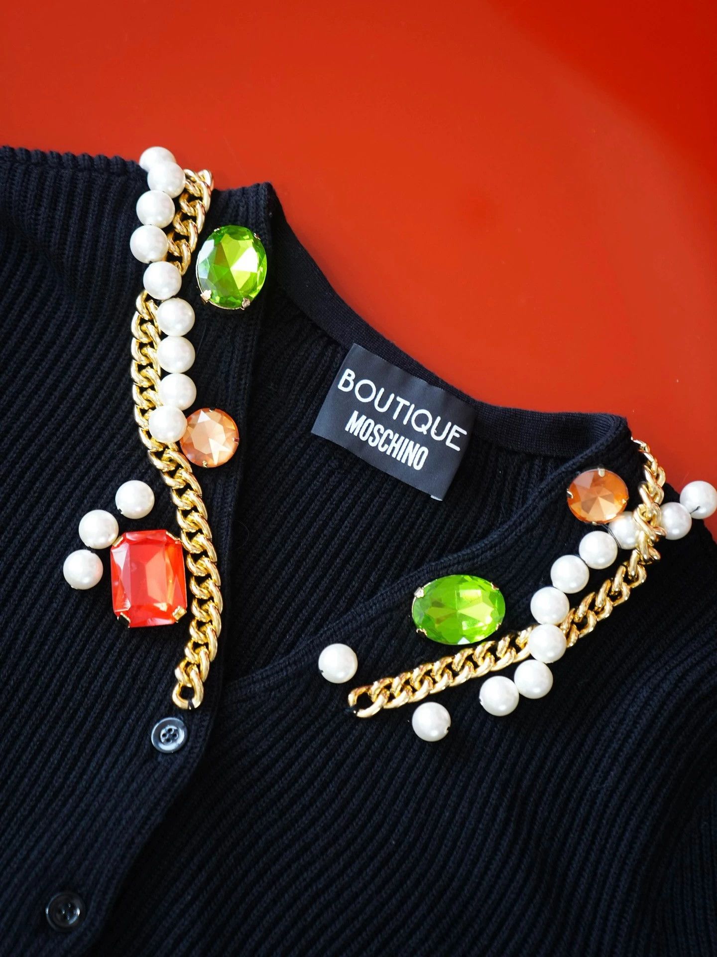 Moschino Moschino Jeweled Wool Knit Cardigan IT38/M Perfect Size XS / US 0-2 / IT 36-38 - 2 Thumbnail
