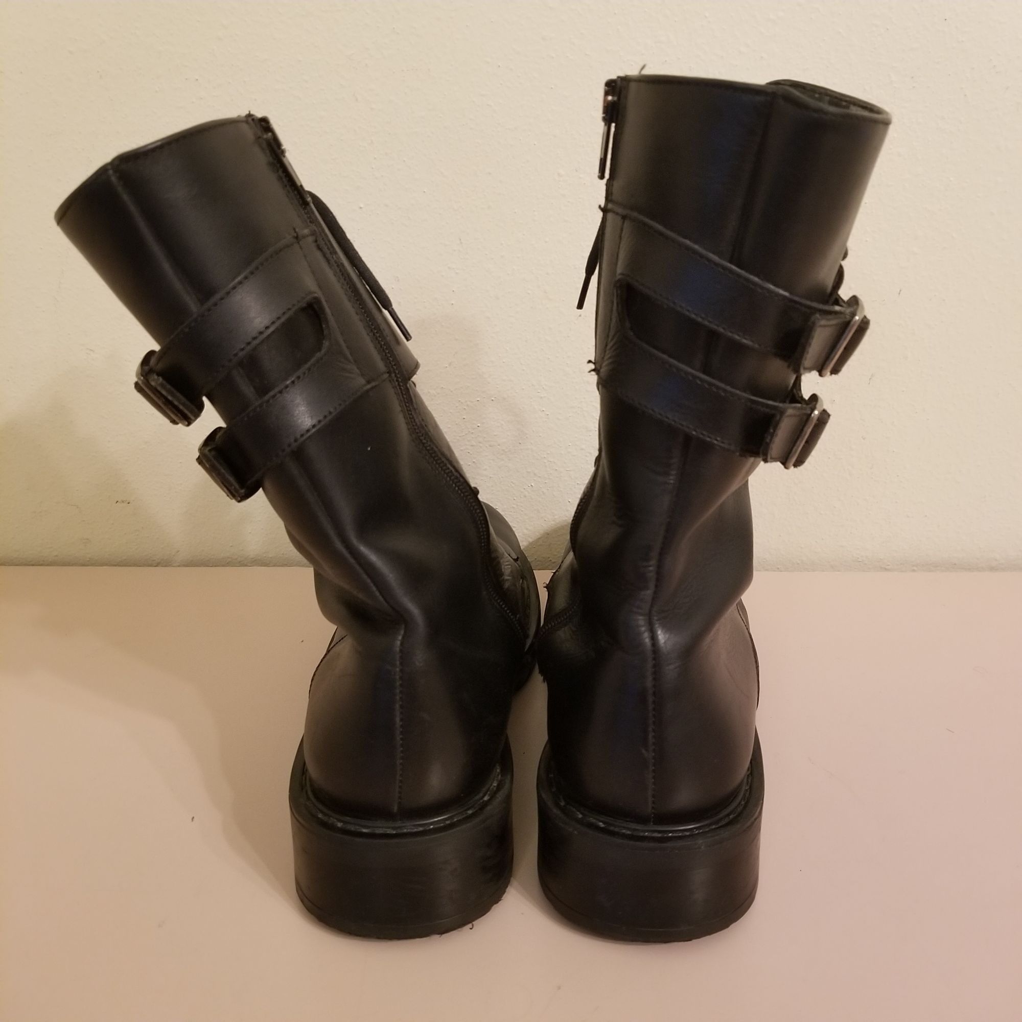 Bass Bass 10 Black Leather Chunky Military Moto Boots Combat 90s Size US 10 / IT 40 - 4 Thumbnail