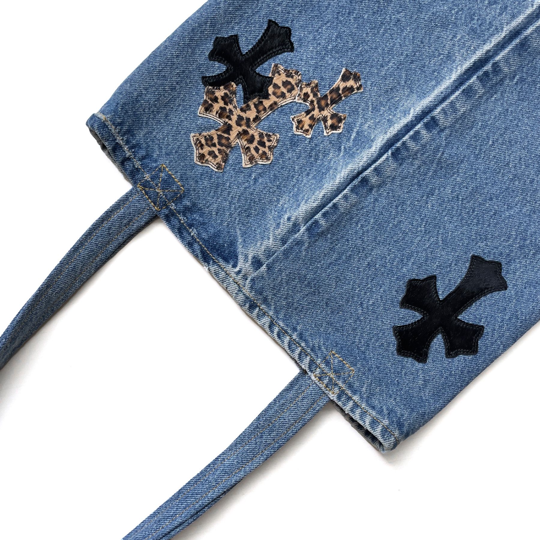 Chrome Hearts Chrome Hearts Pony Hair Denim Cross Patch Tote Bag Size ONE SIZE - 3 Thumbnail