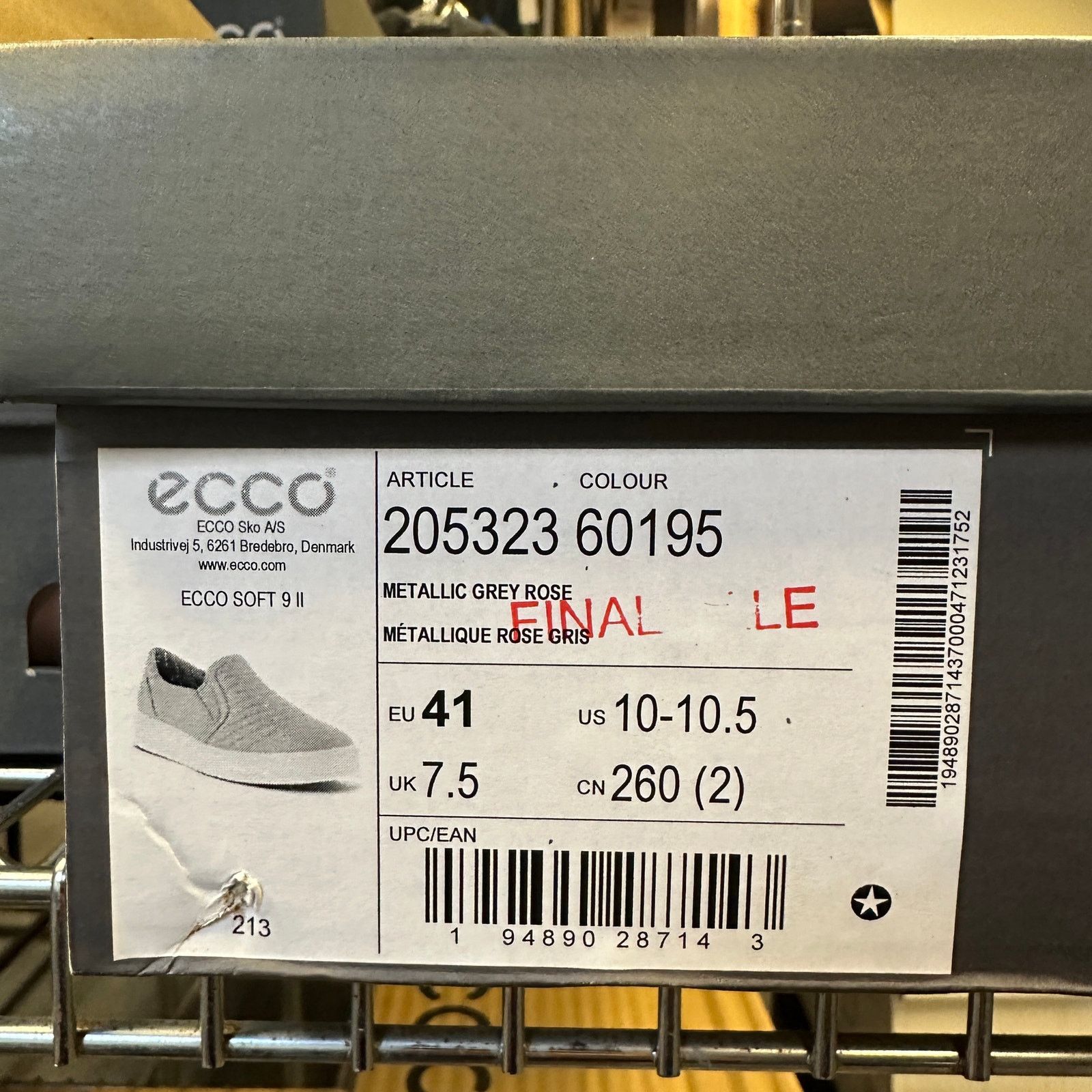 Ecco ECCO WOMEN'S 41 SOFT 9 II SLIP ON METALLIC GREY ROSE SNEAKER Size US 10.5 / IT 40.5 - 6 Thumbnail